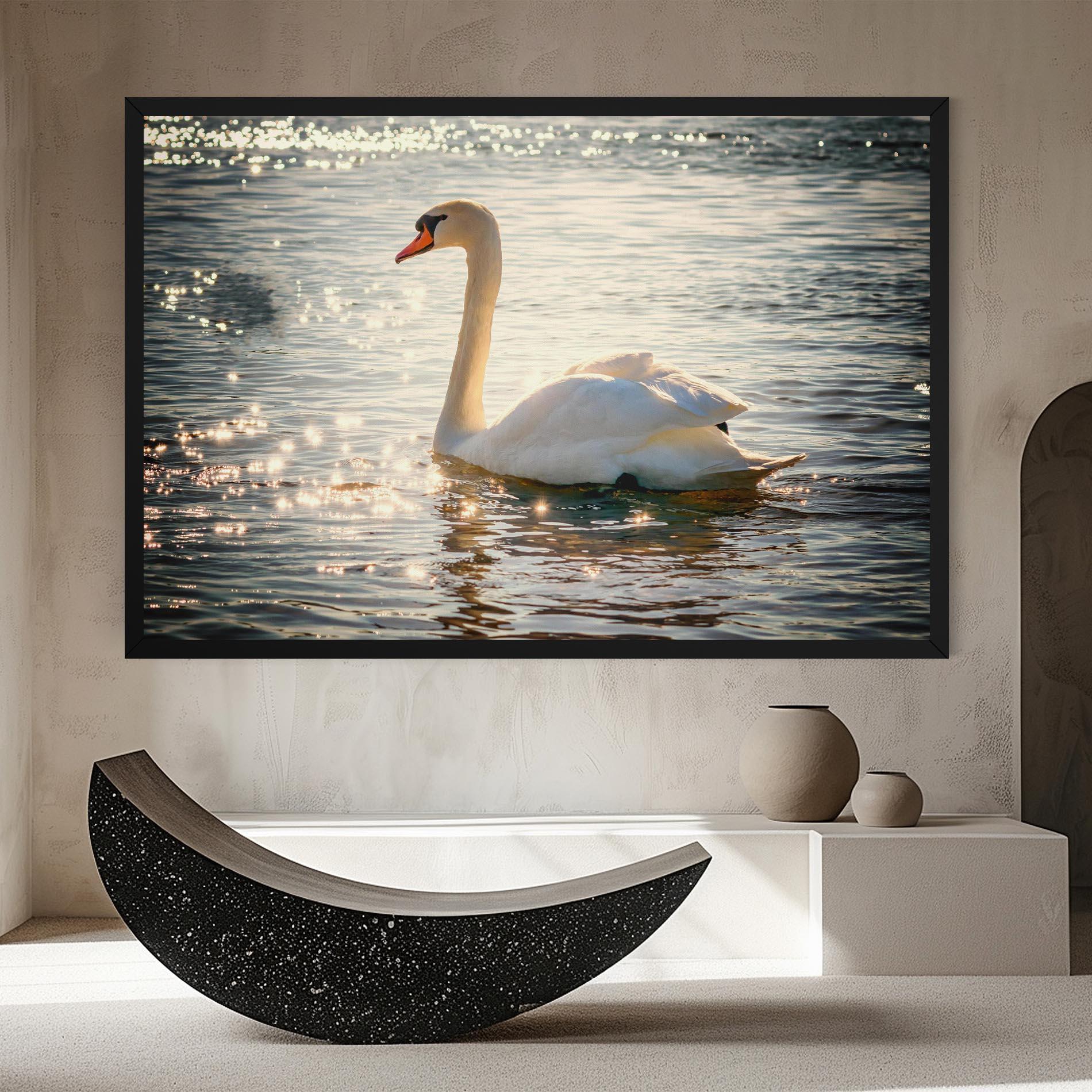 Vászonkép Swan On Lake mockup 8