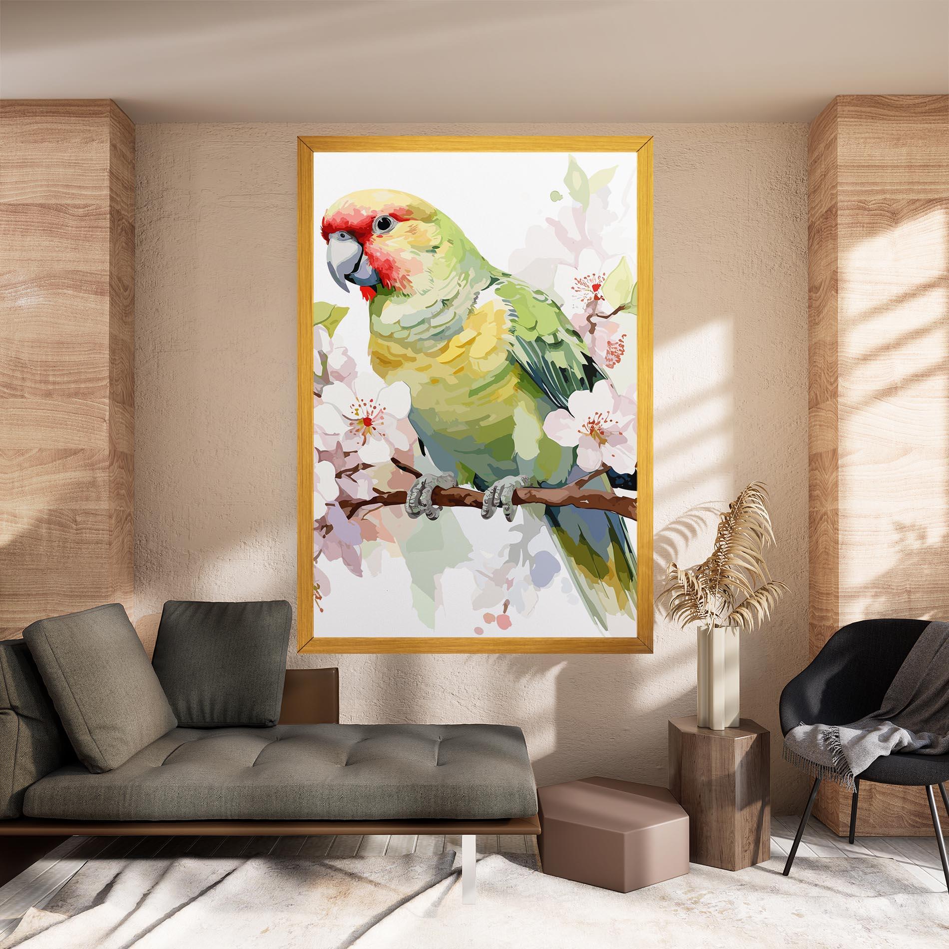 Vászonkép Cute Green Parrot mockup 8