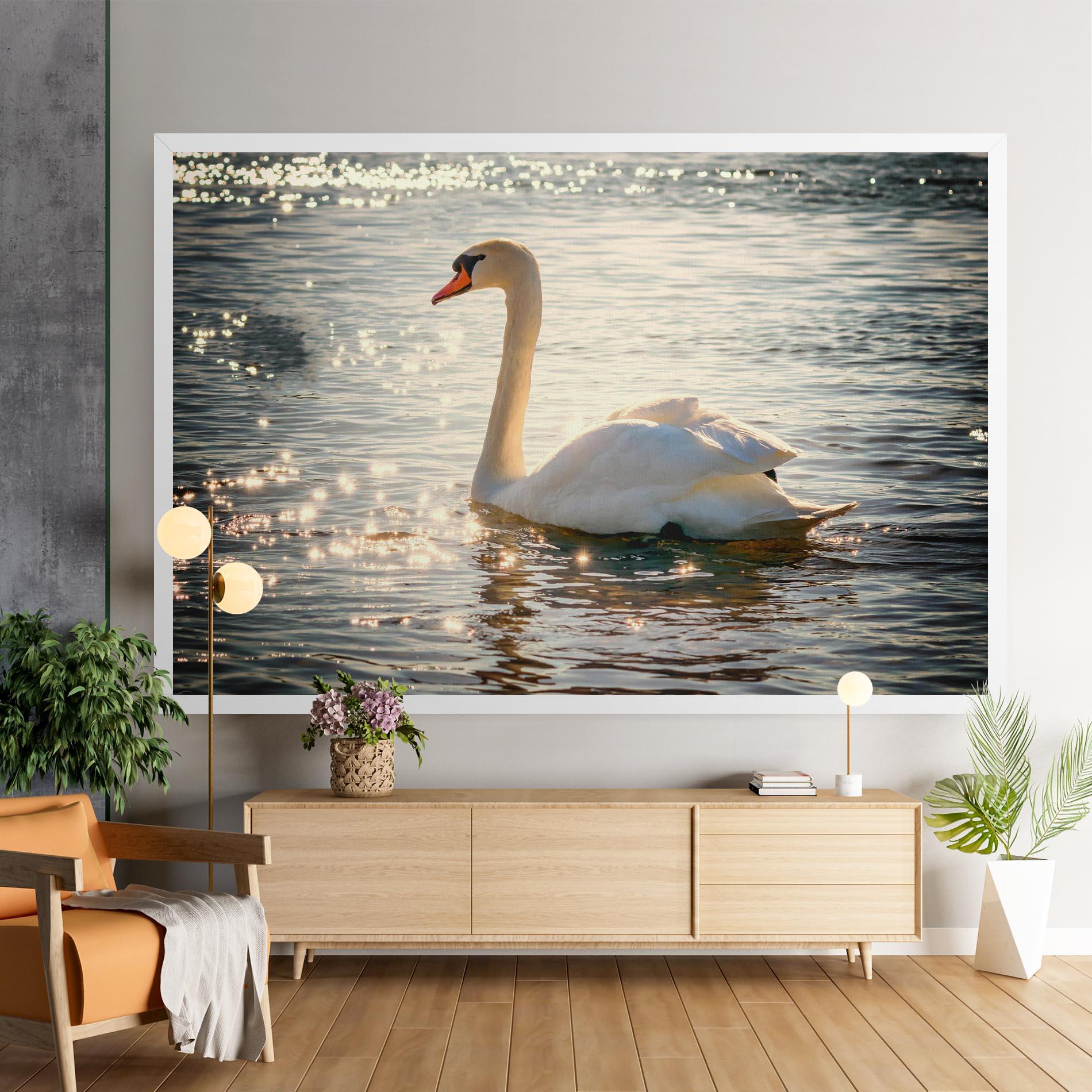 Vászonkép Swan On Lake mockup 9