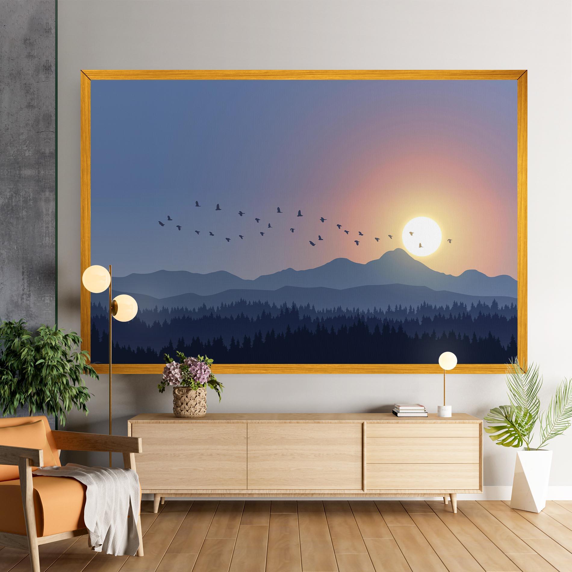 Vászonkép Sunset Birds View mockup 9