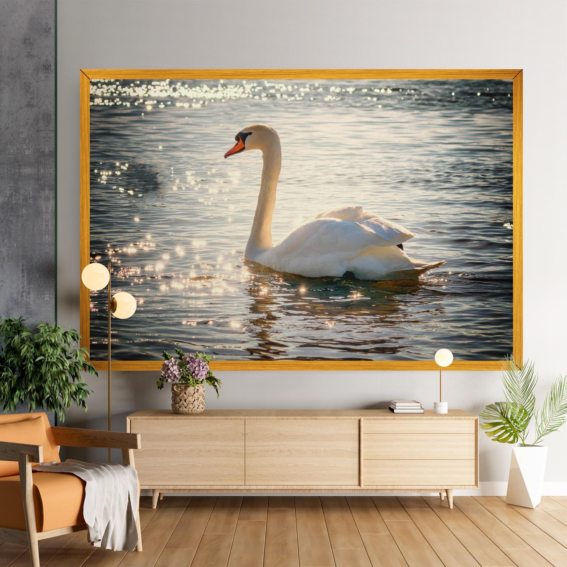 Vászonkép Swan On Lake mockup 9