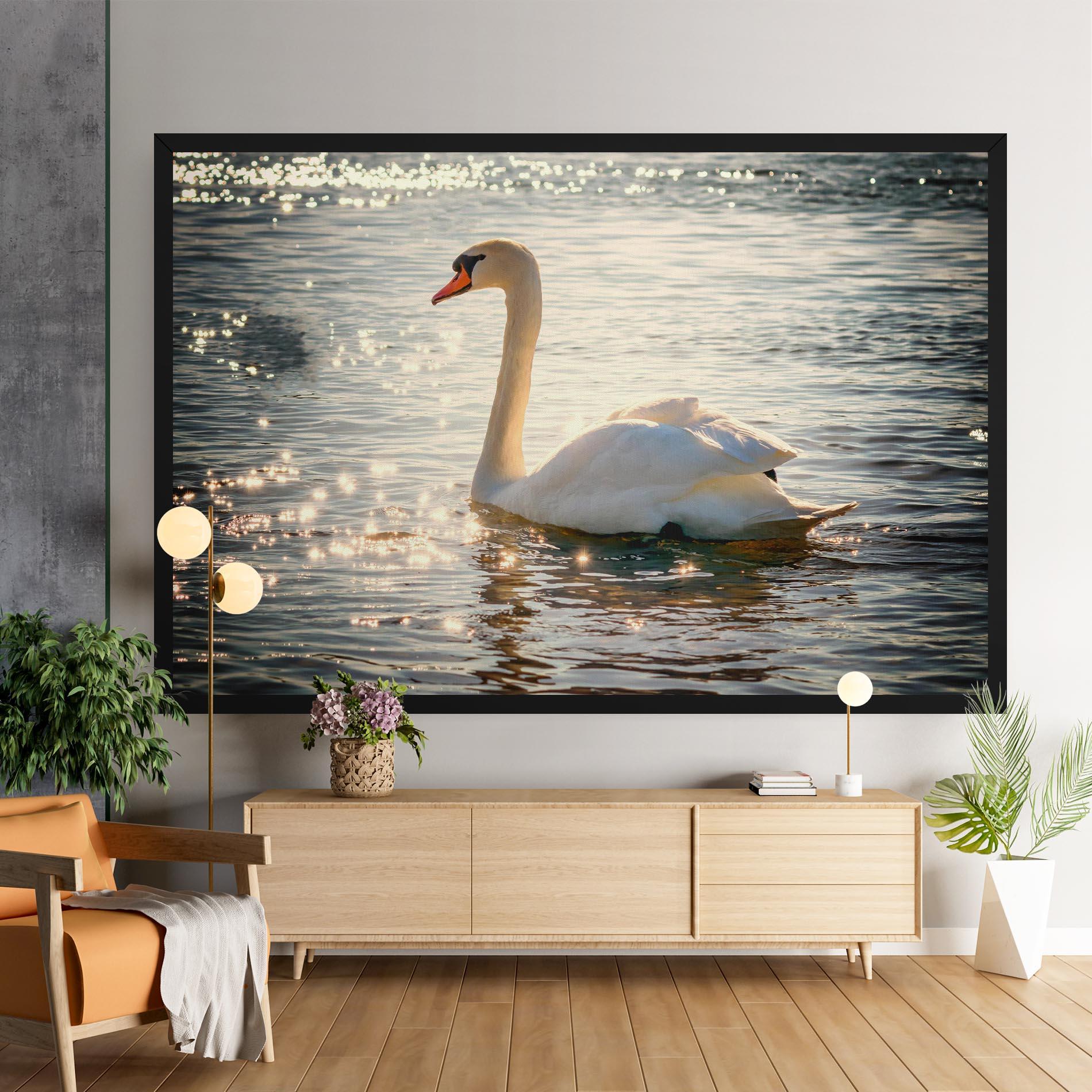 Vászonkép Swan On Lake mockup 9