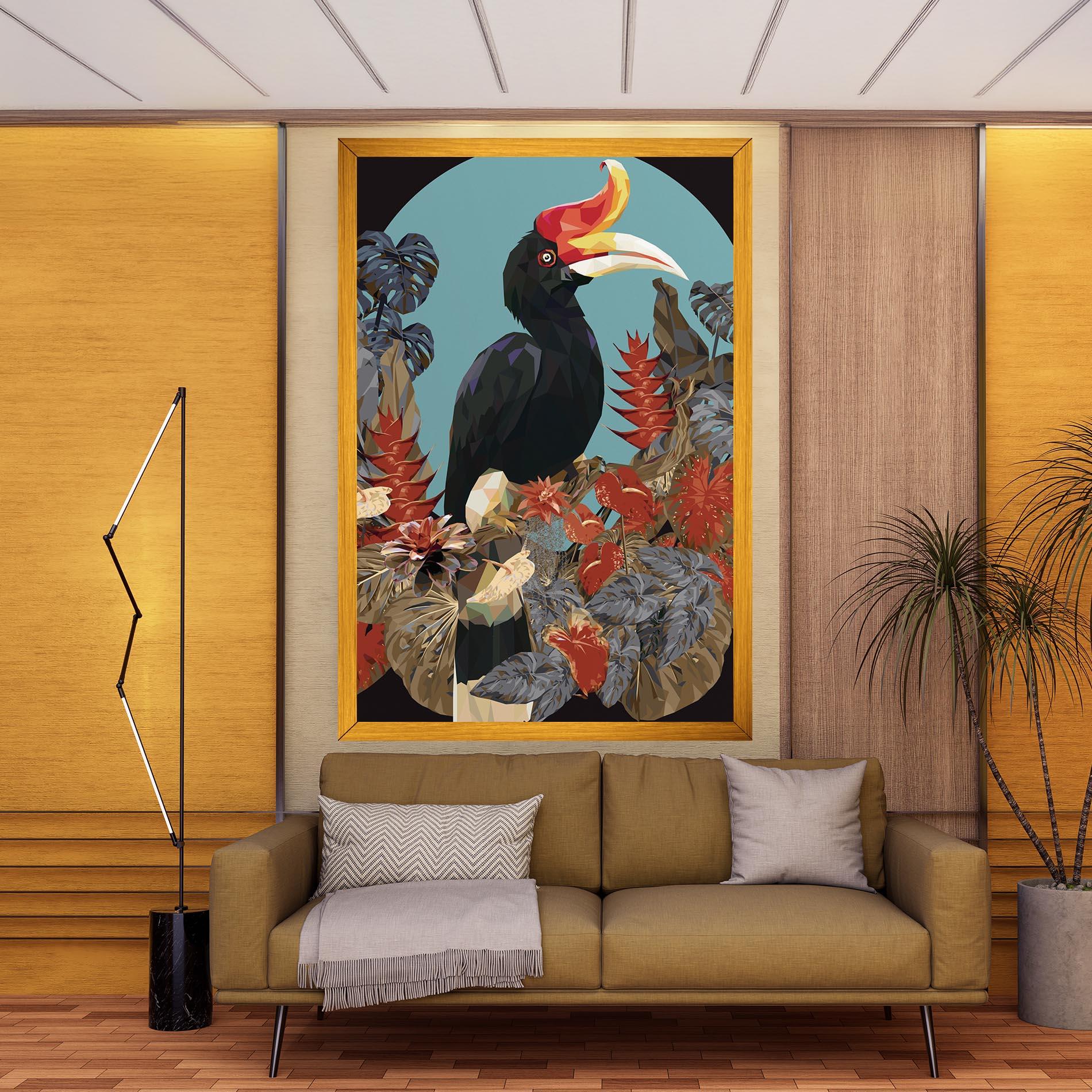 Vászonkép Black Interesting Bird mockup 9