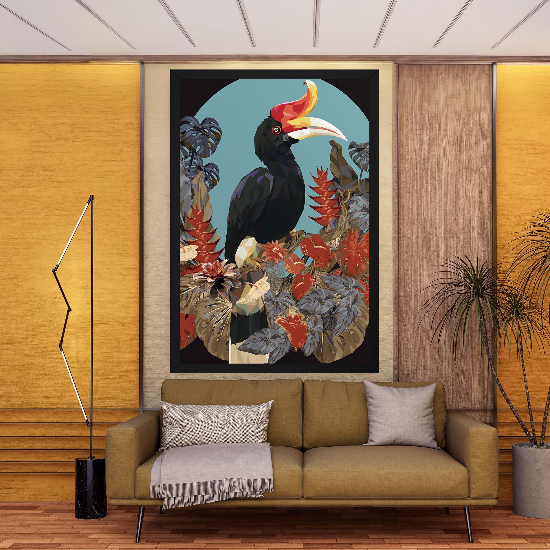 Vászonkép Black Interesting Bird mockup 9