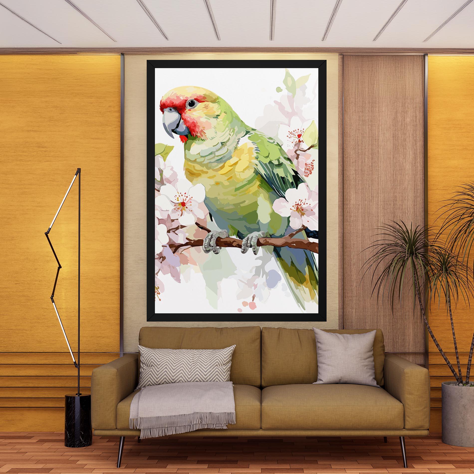 Vászonkép Cute Green Parrot mockup 9