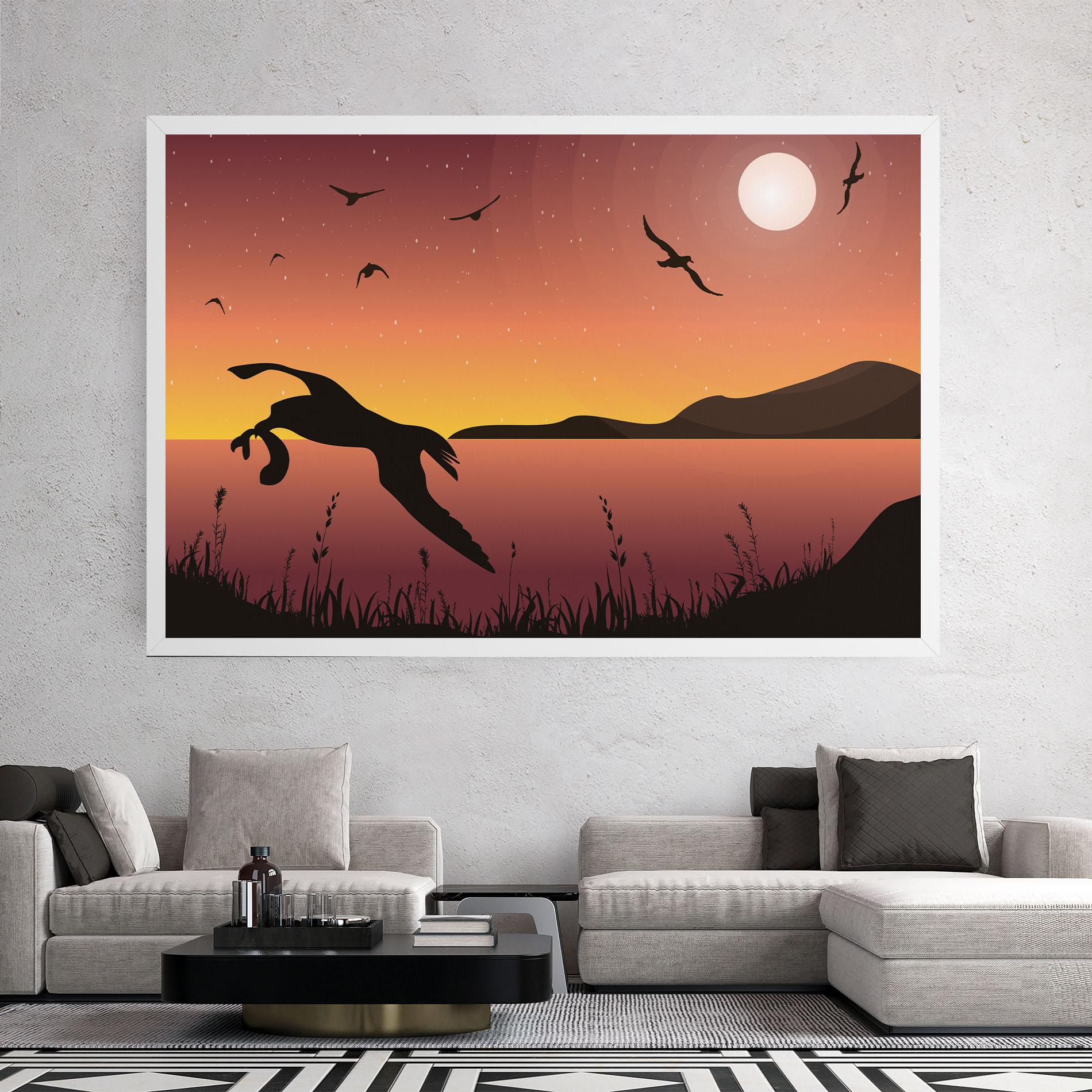 Vászonkép Birds Fishing mockup 2