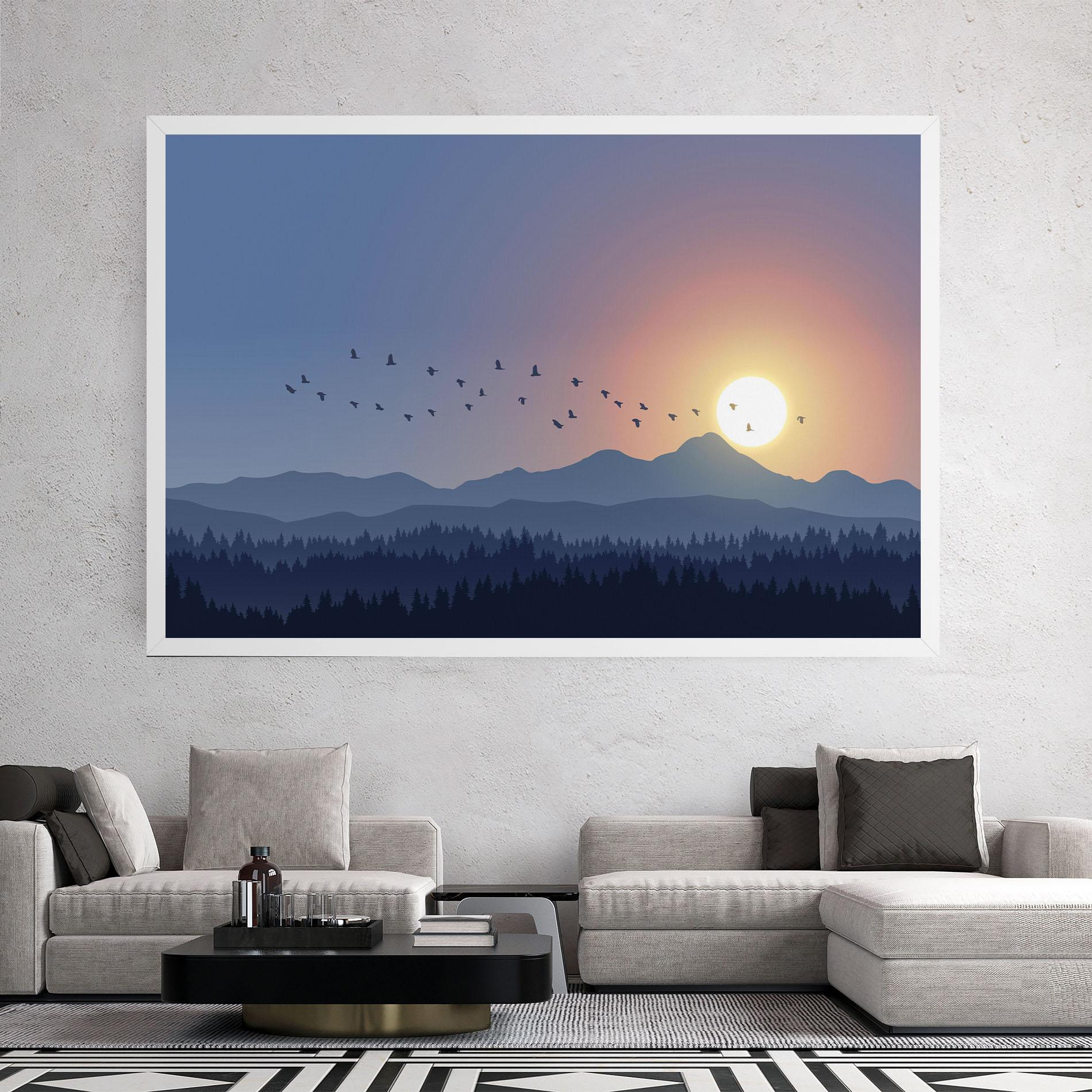 Vászonkép Sunset Birds View mockup 2