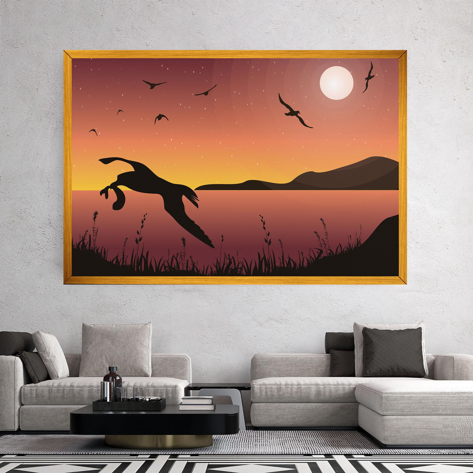 Vászonkép Birds Fishing mockup 2