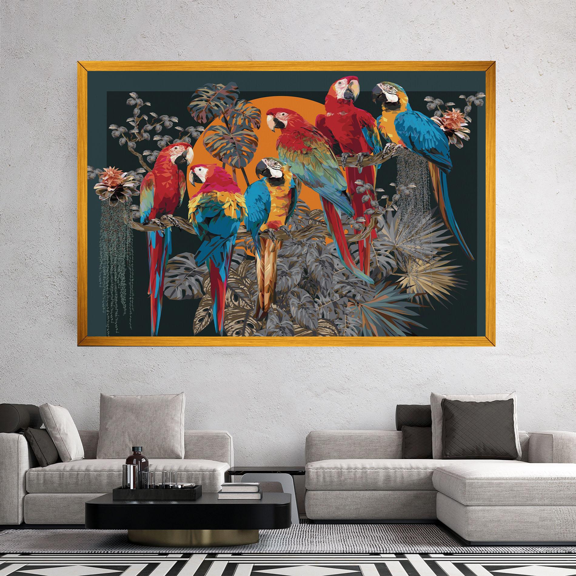 Vászonkép Family Parrot mockup 2