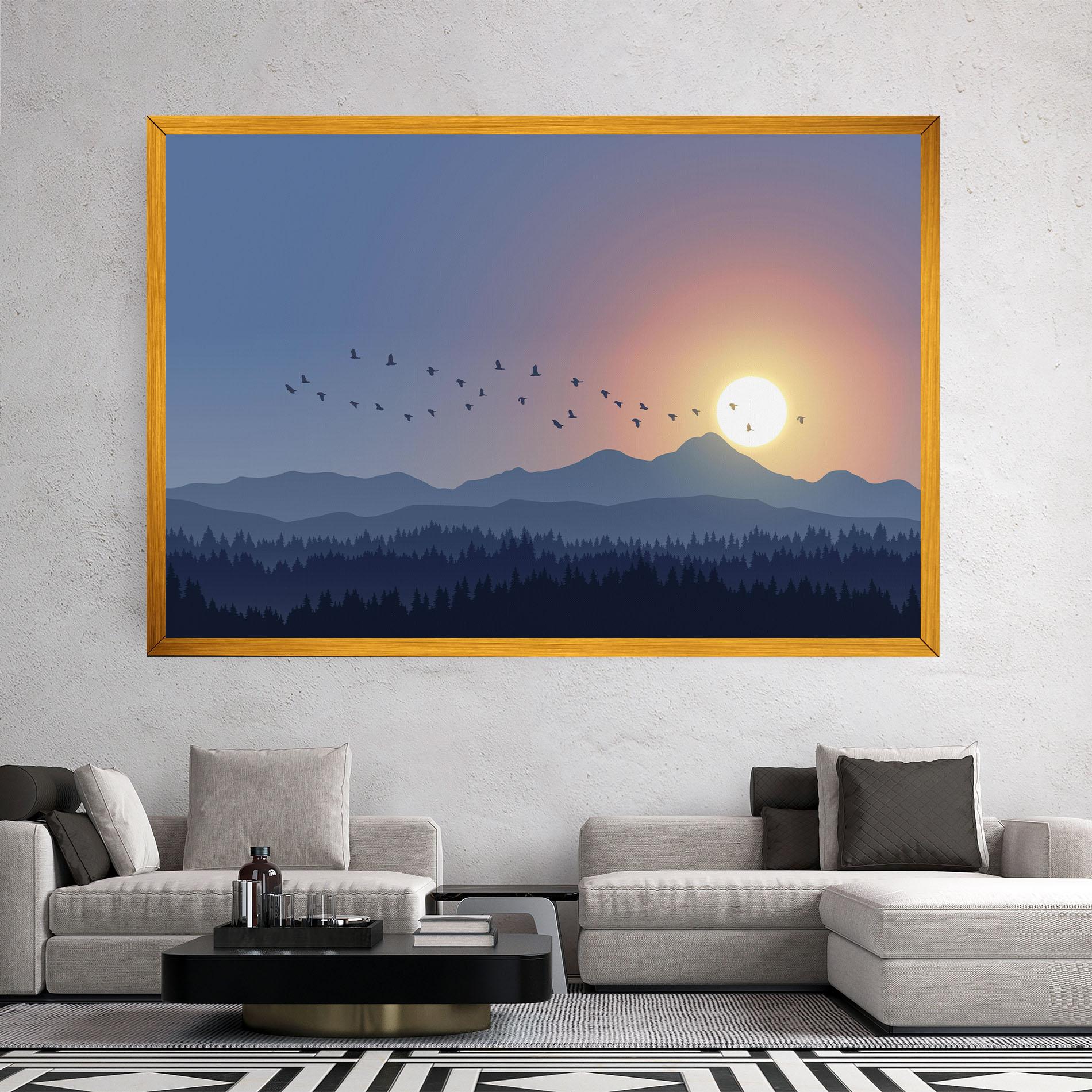 Vászonkép Sunset Birds View mockup 2