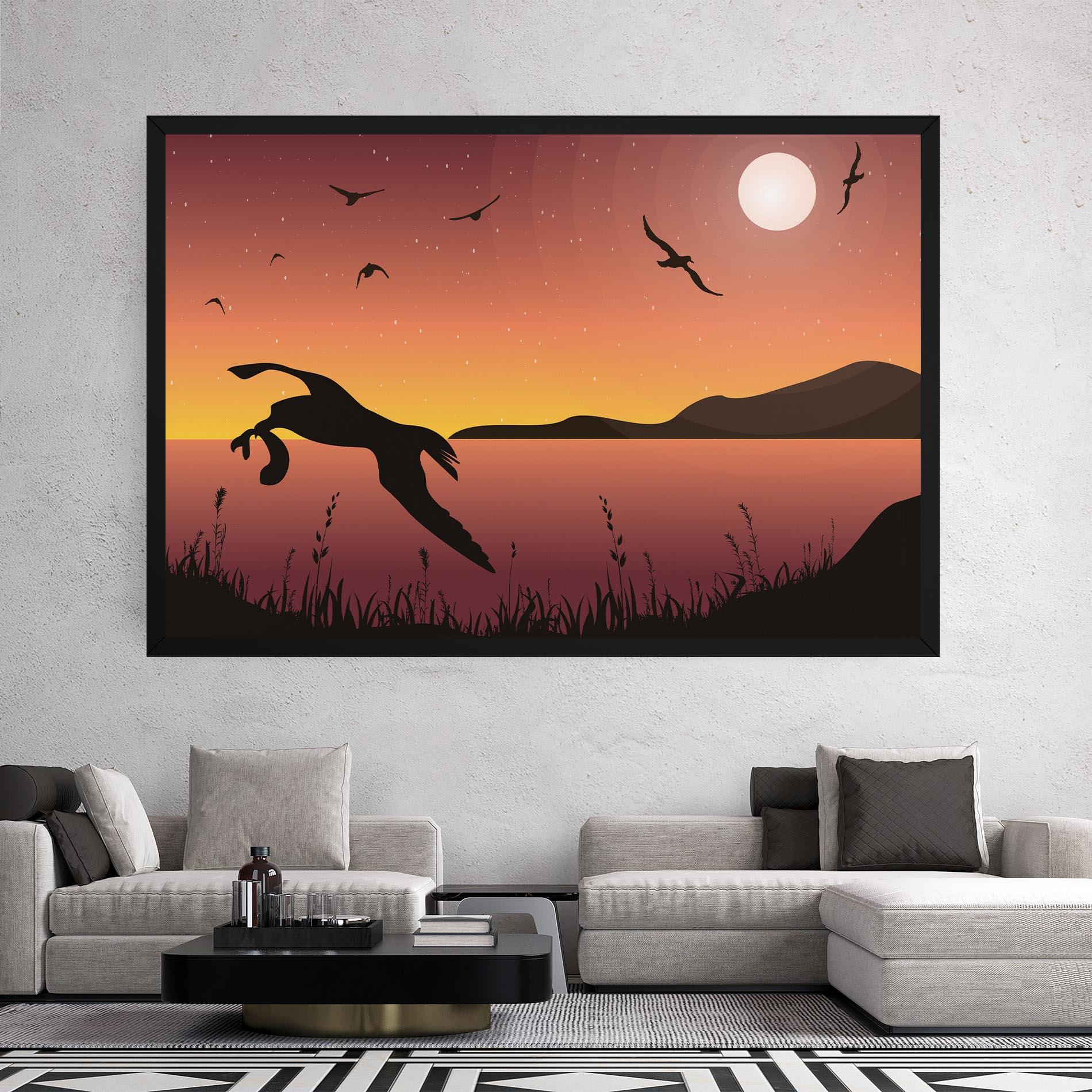 Vászonkép Birds Fishing mockup 2