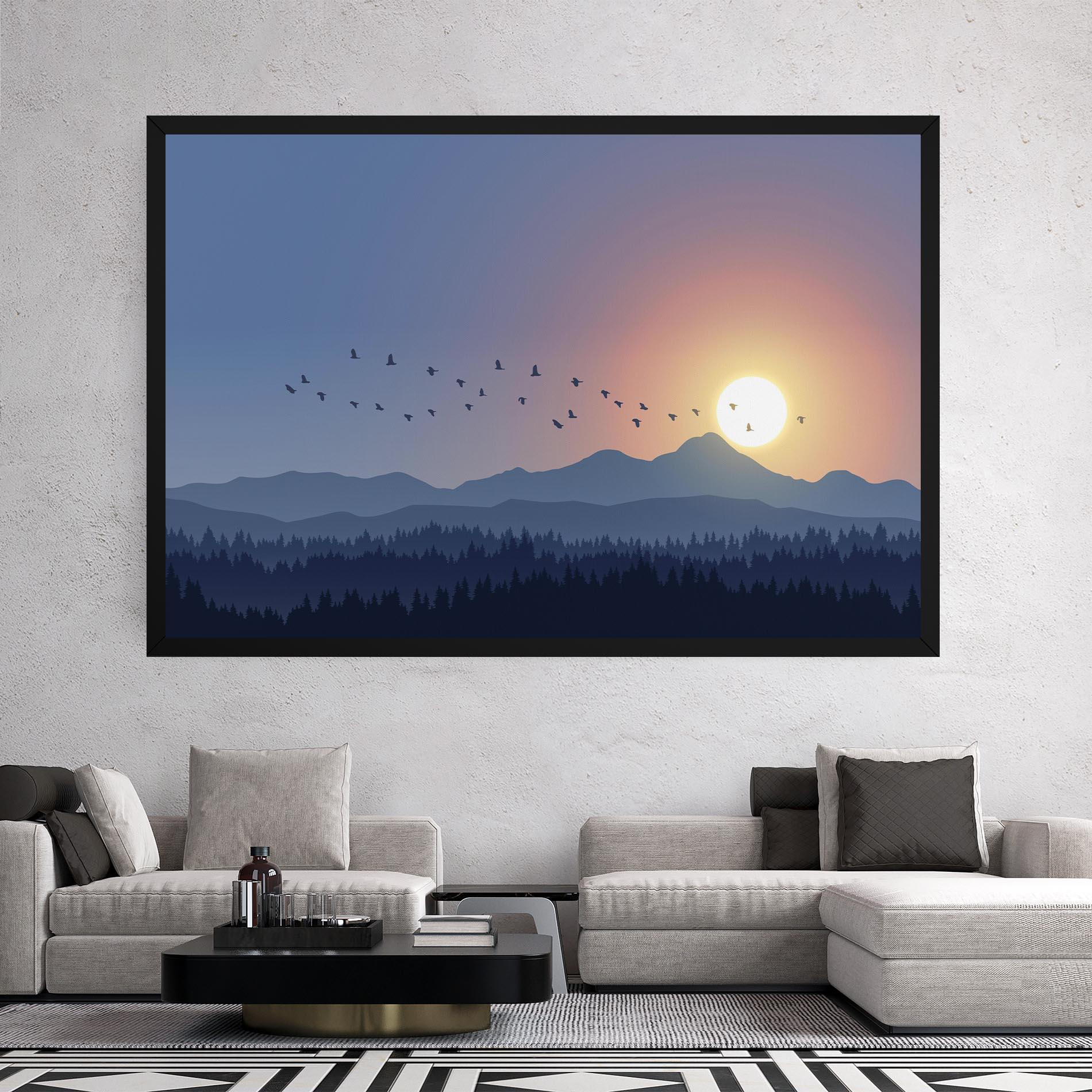 Vászonkép Sunset Birds View mockup 2