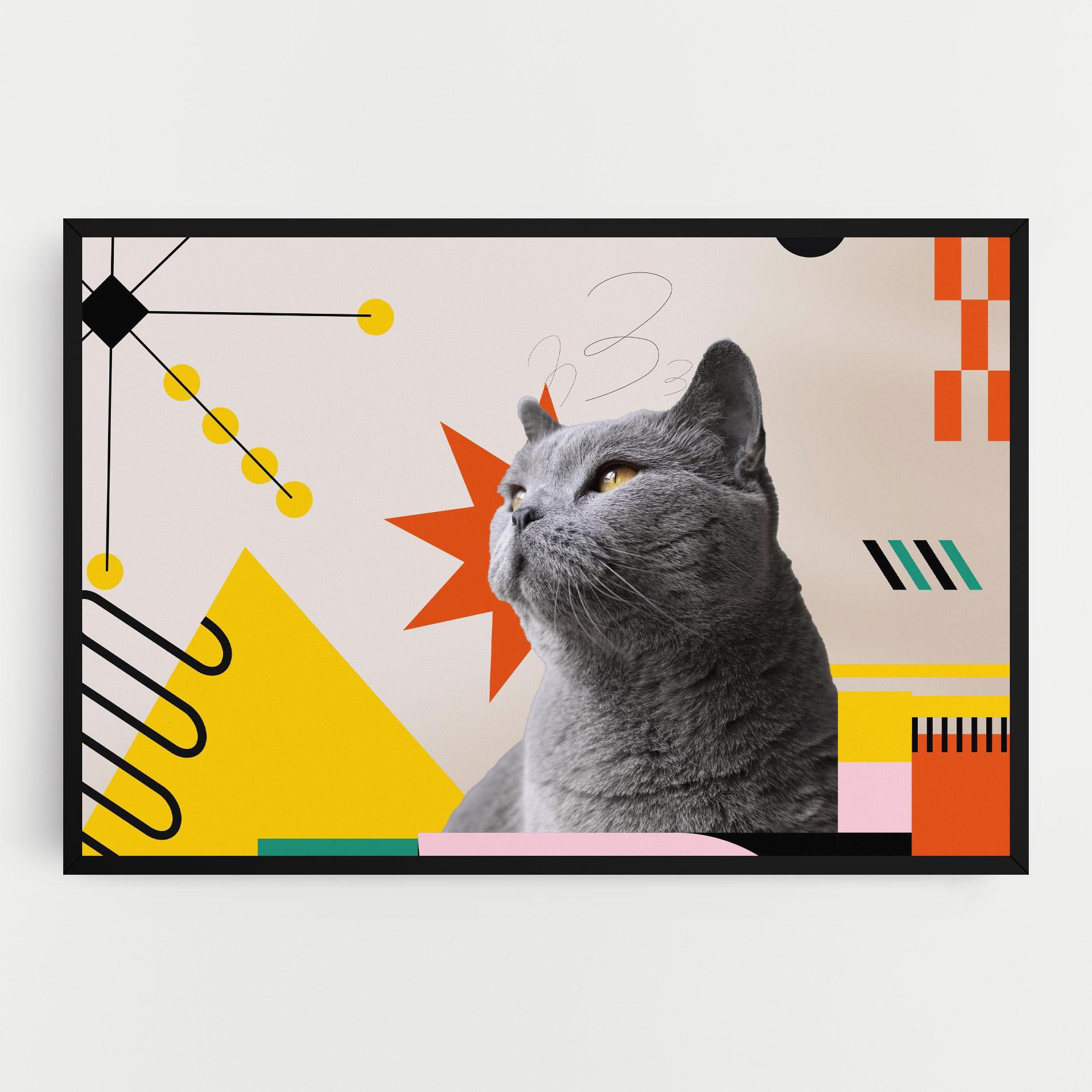 Vászonkép Colorful Graphic Cat mockup 0