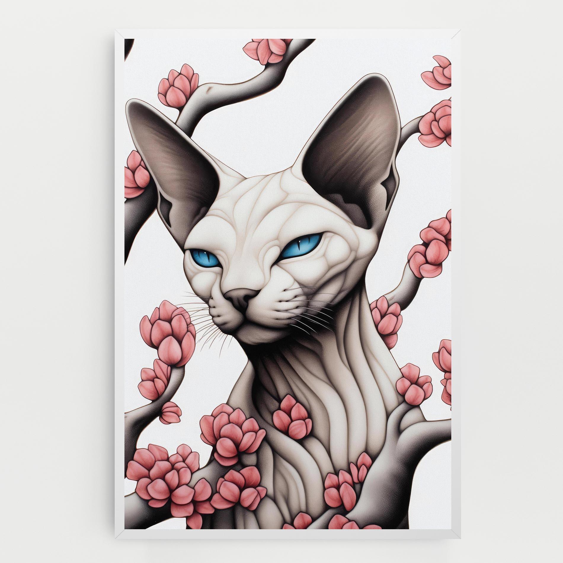 Vászonkép Blue Eyes Cat Drawing mockup 0