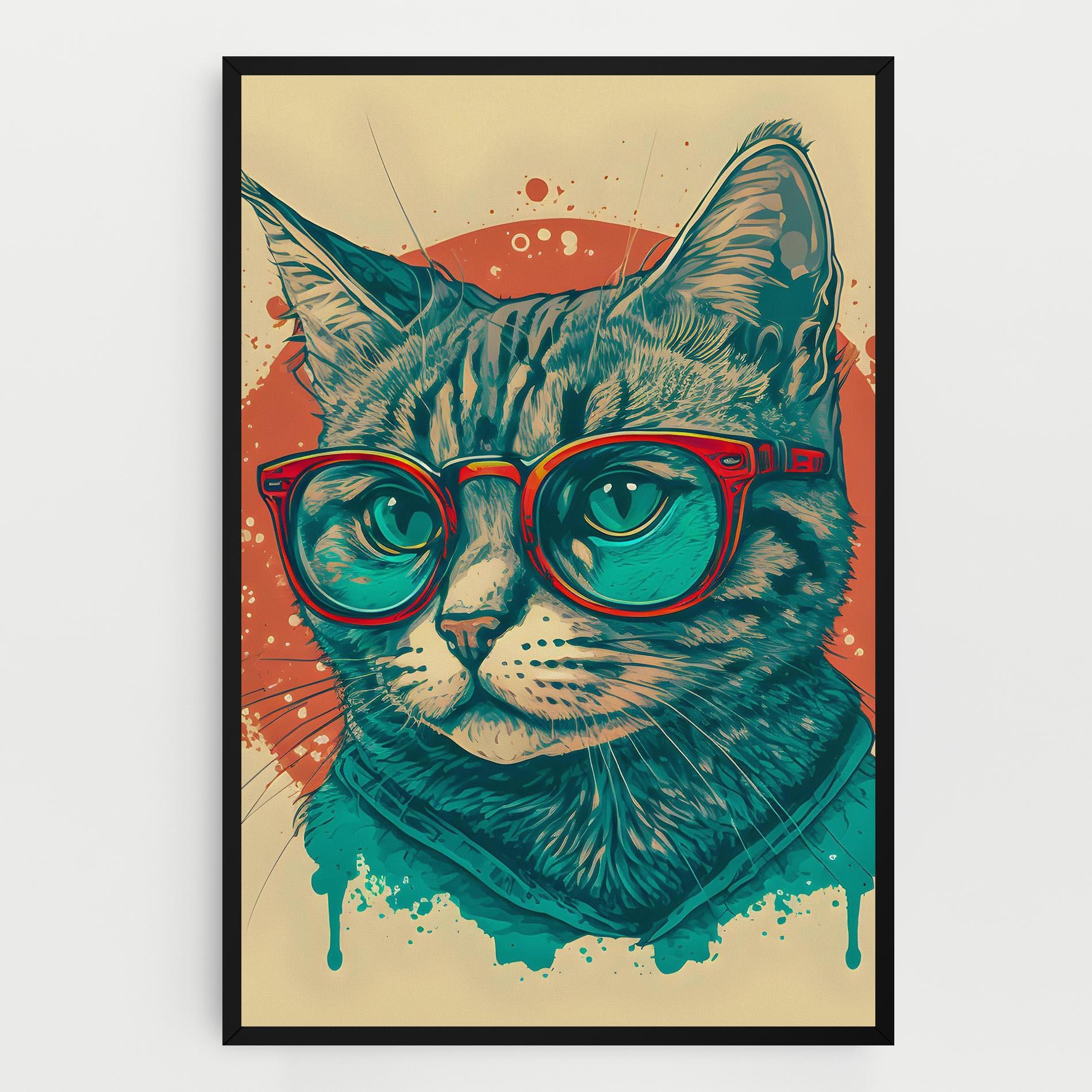 Vászonkép Red Glasses Cat mockup 0
