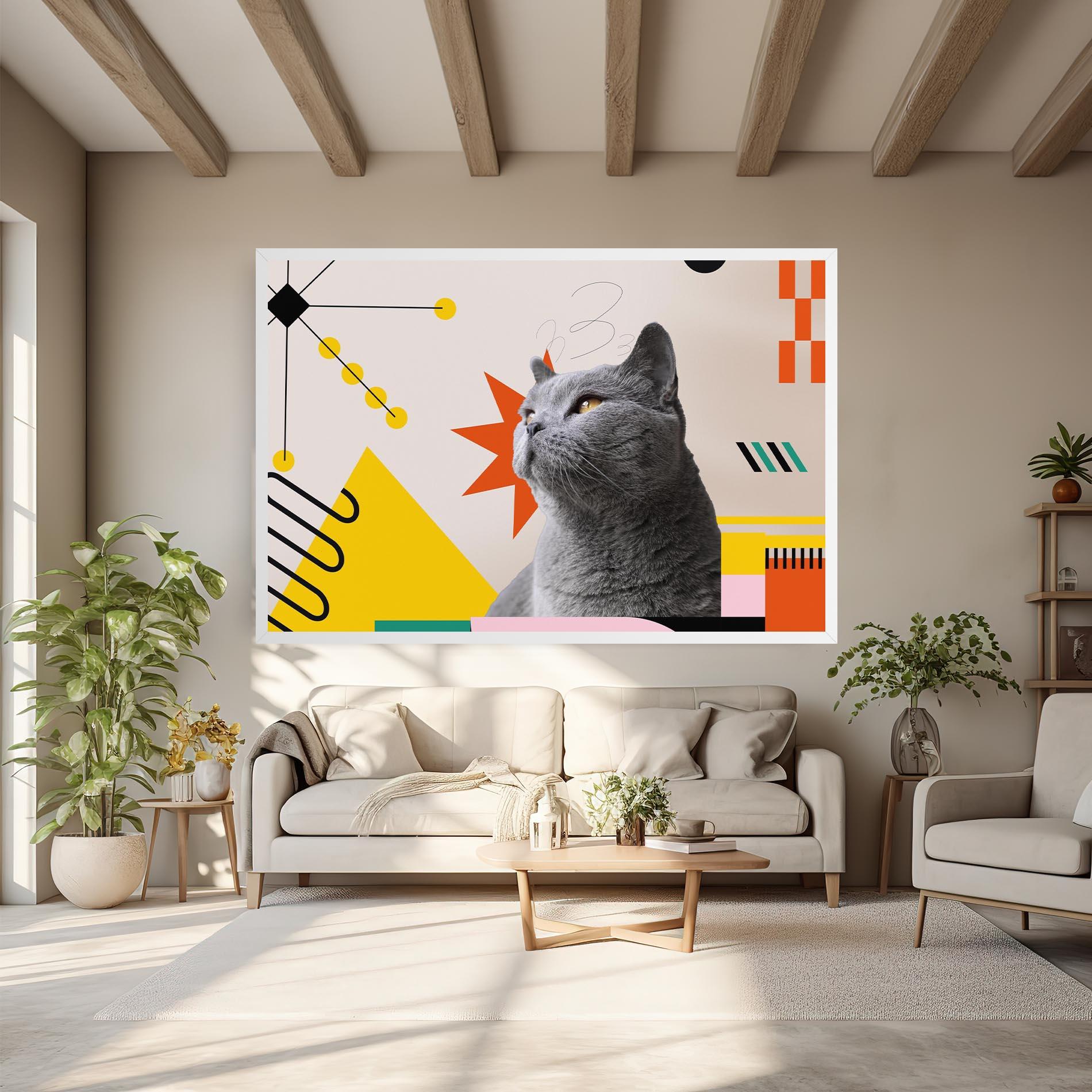 Vászonkép Colorful Graphic Cat mockup 6