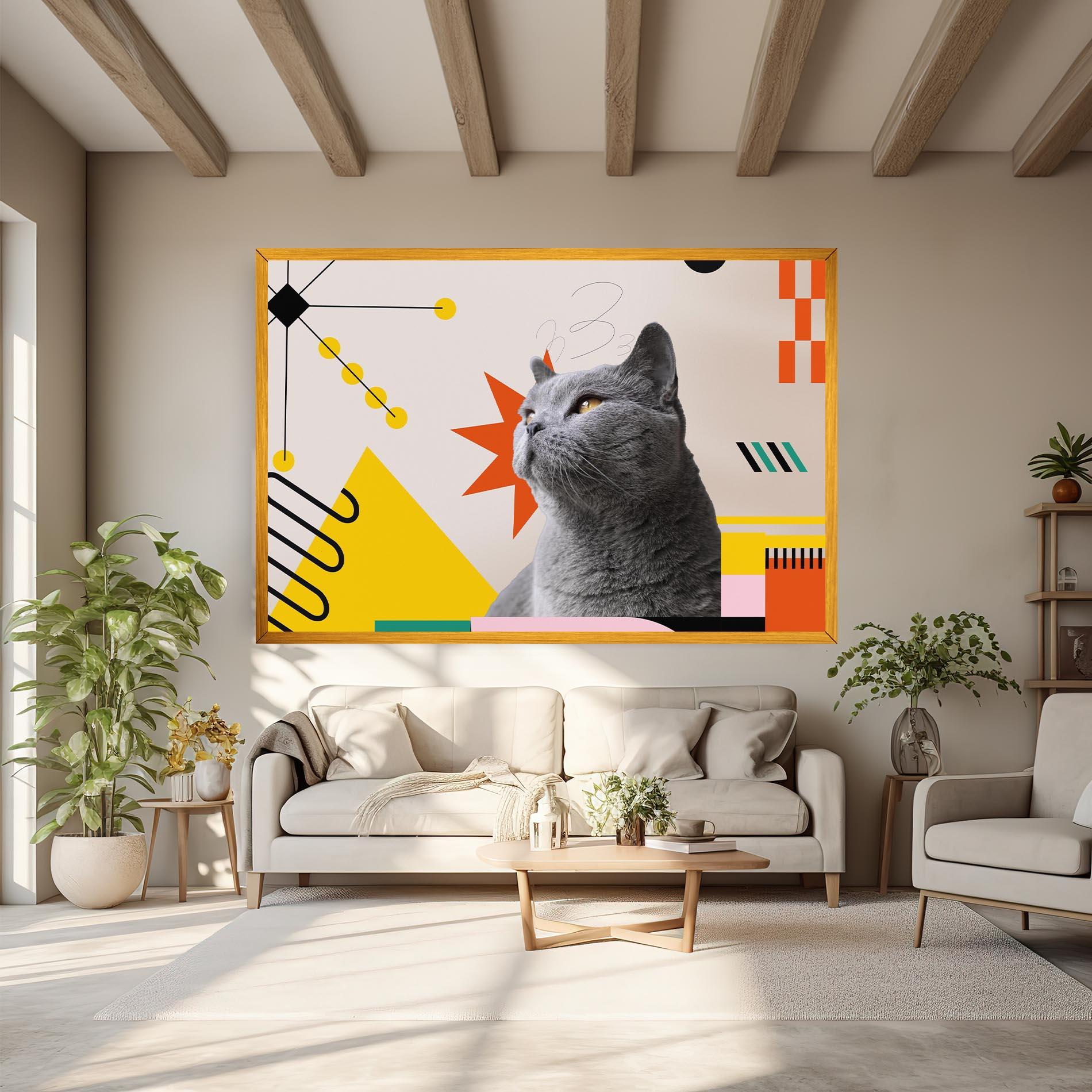 Vászonkép Colorful Graphic Cat mockup 6