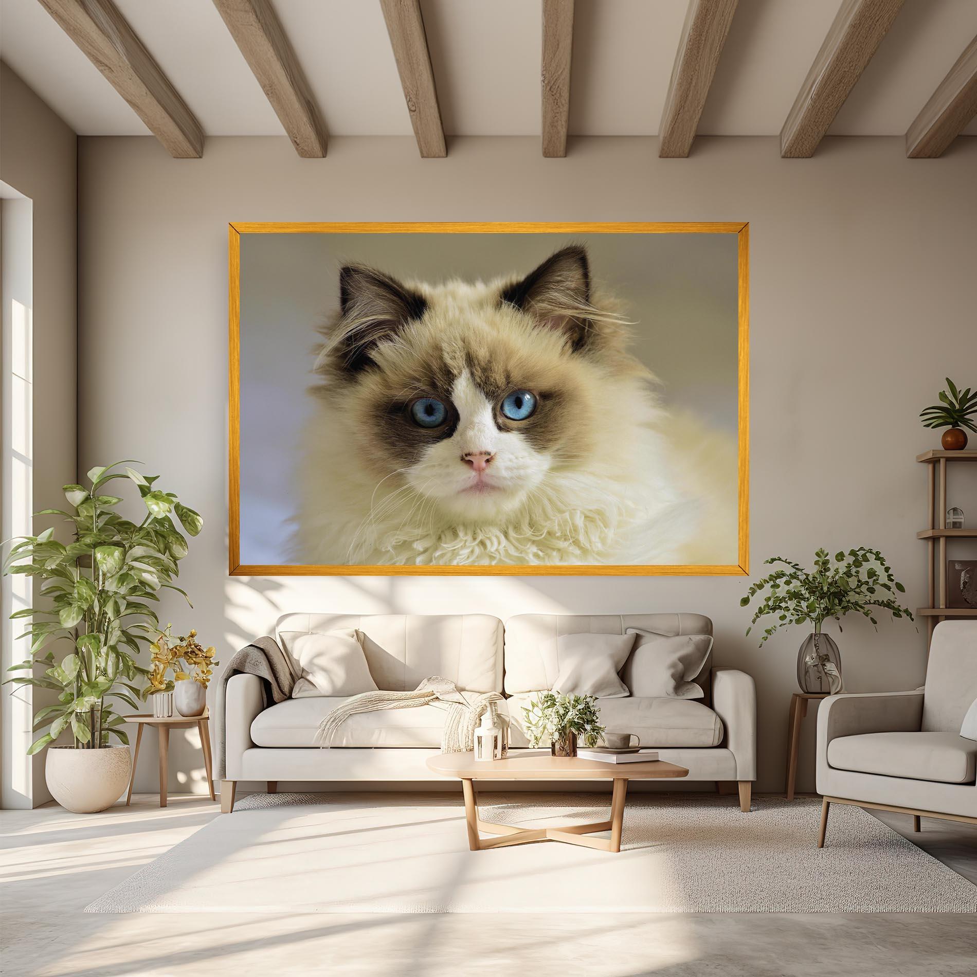 Vászonkép Interesting Blue Eyes Cat mockup 6