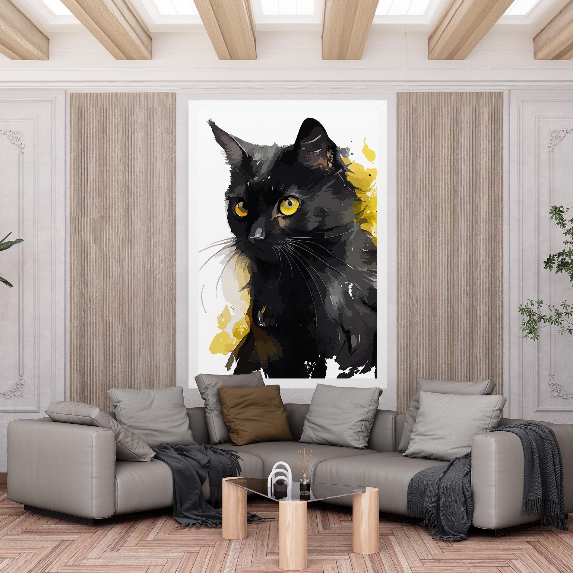 Vászonkép Beautiful Black Cat mockup 6