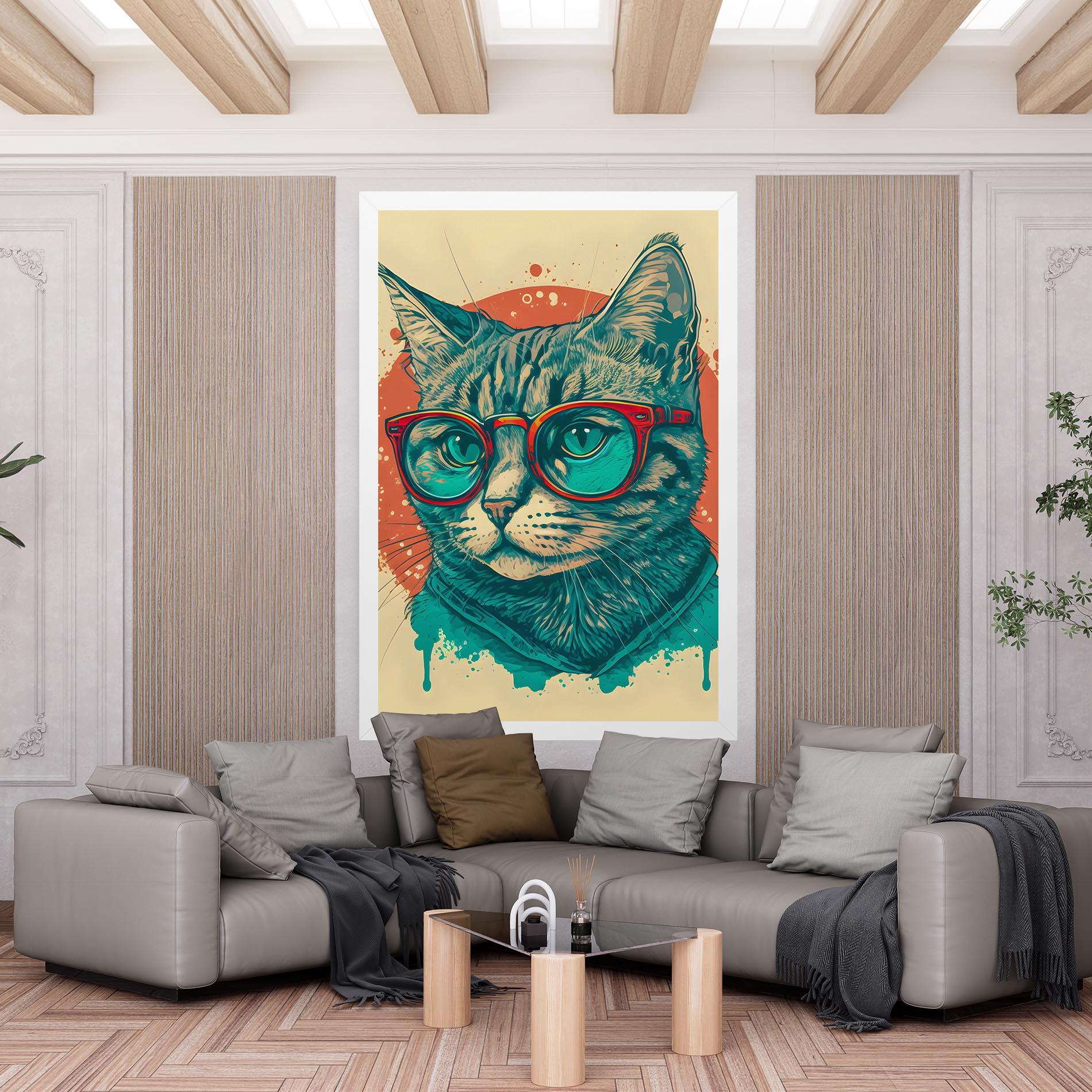 Vászonkép Red Glasses Cat mockup 6