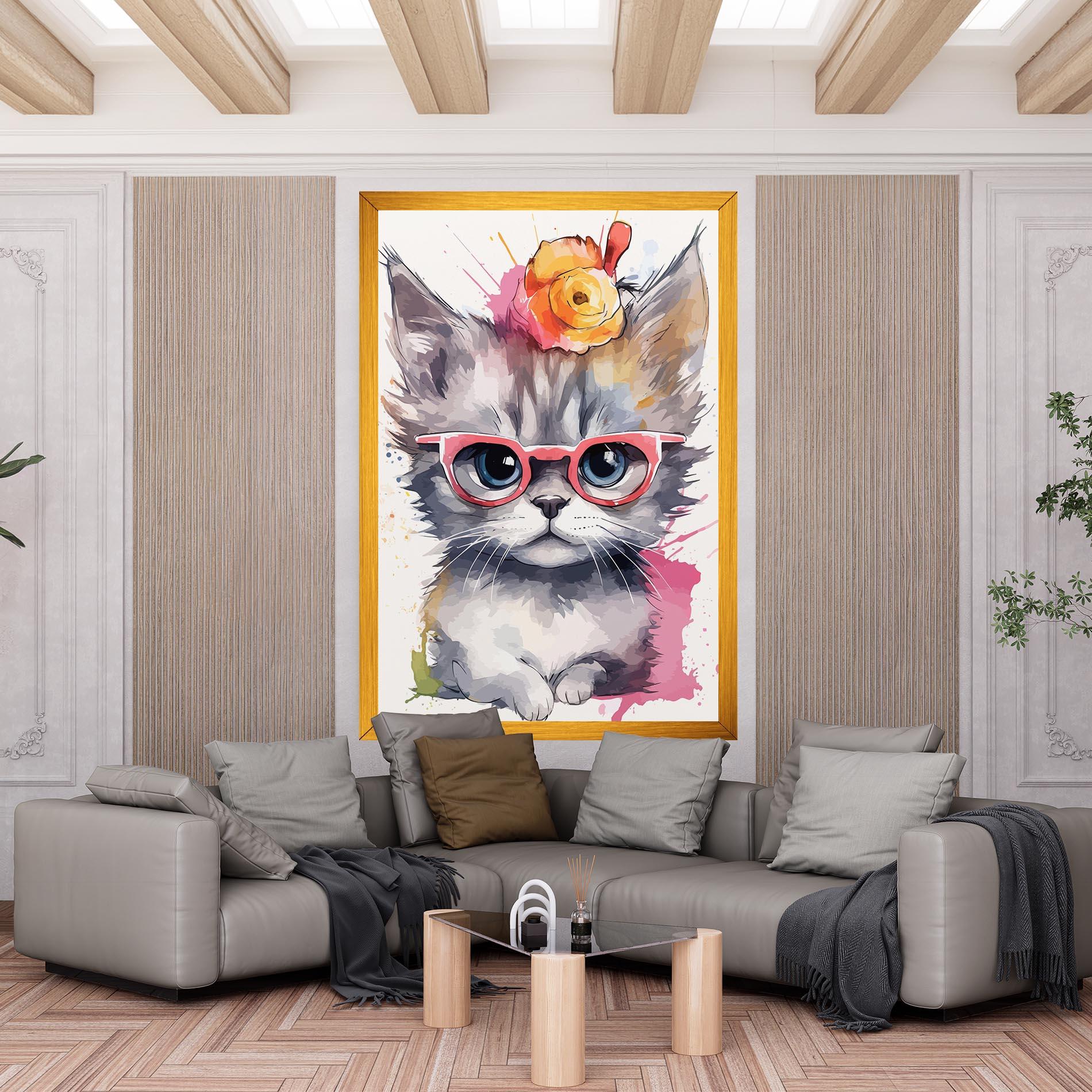 Vászonkép Adorable Grey Cat mockup 6