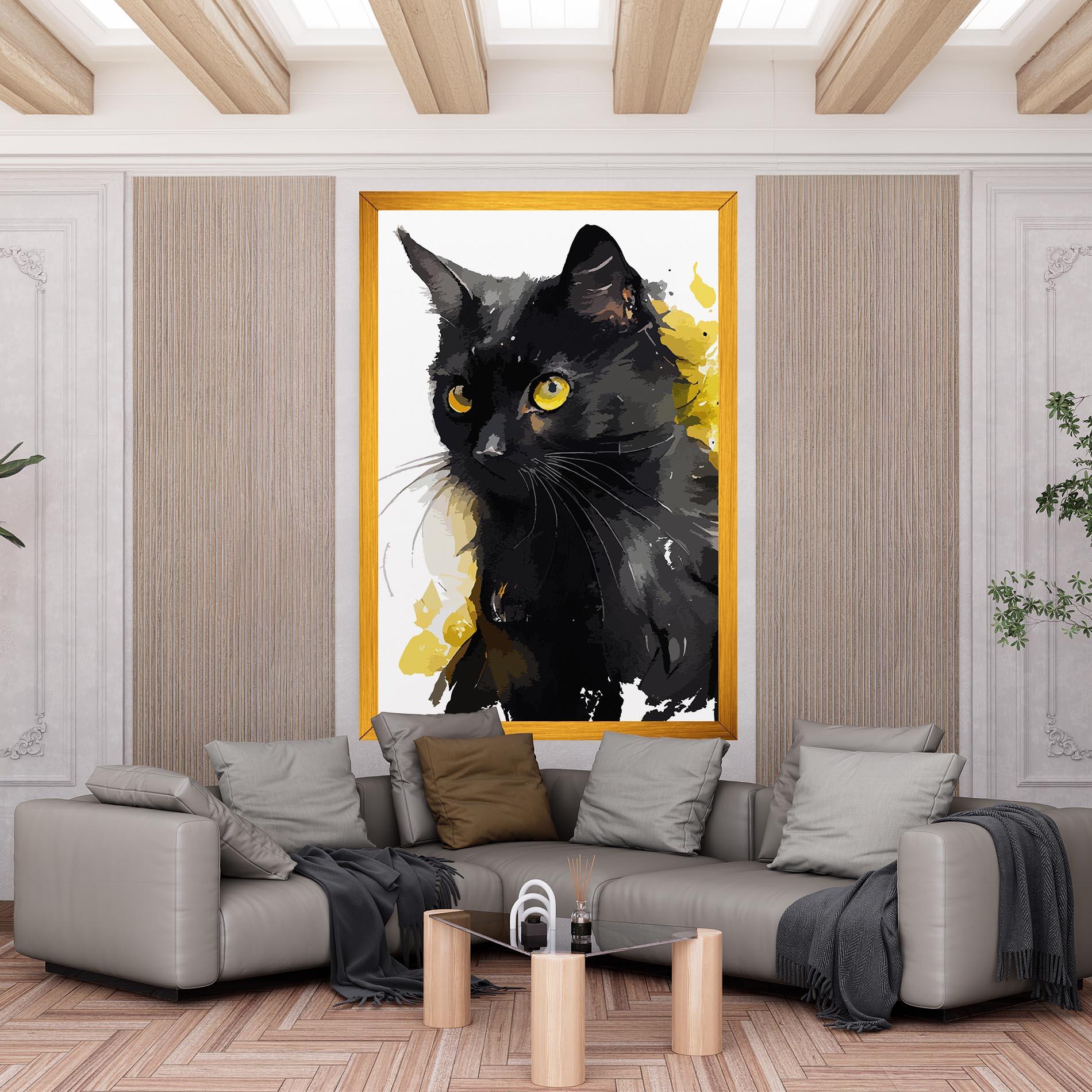 Vászonkép Beautiful Black Cat mockup 6