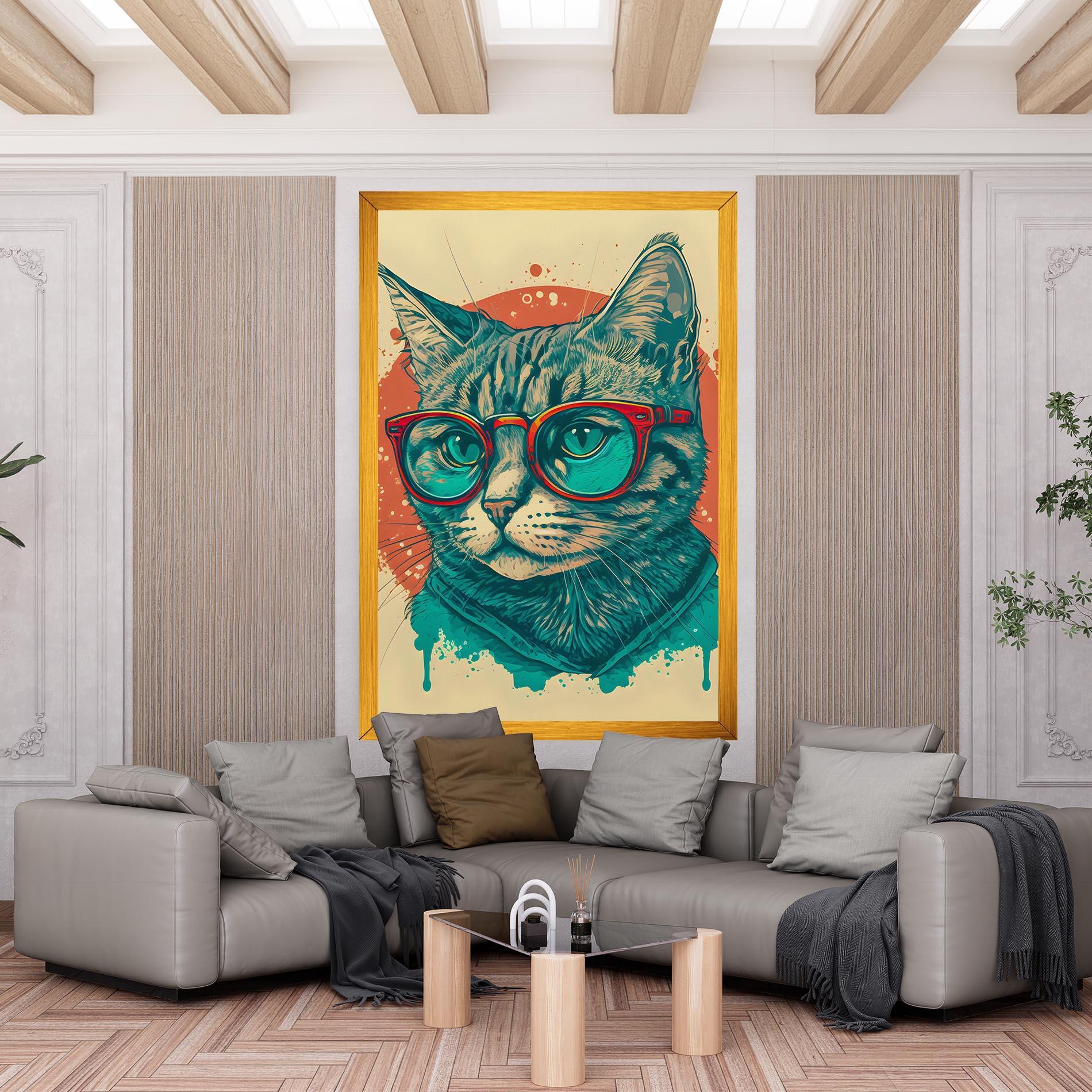 Vászonkép Red Glasses Cat mockup 6