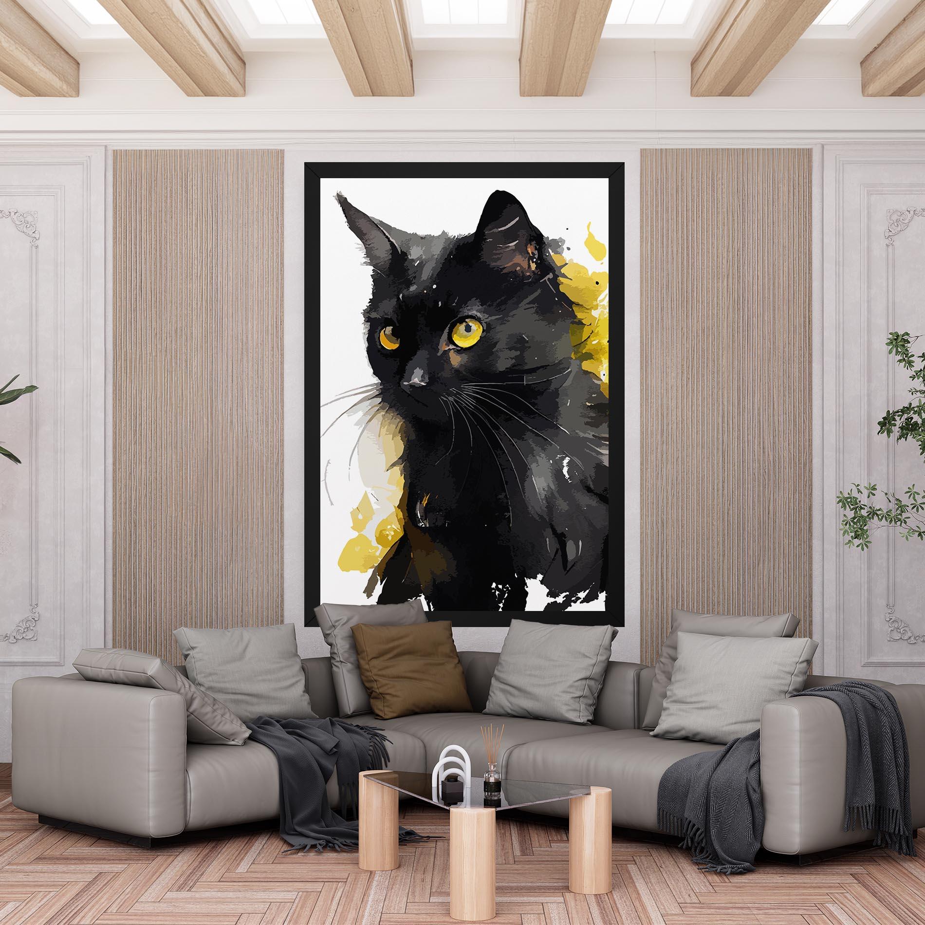 Vászonkép Beautiful Black Cat mockup 6