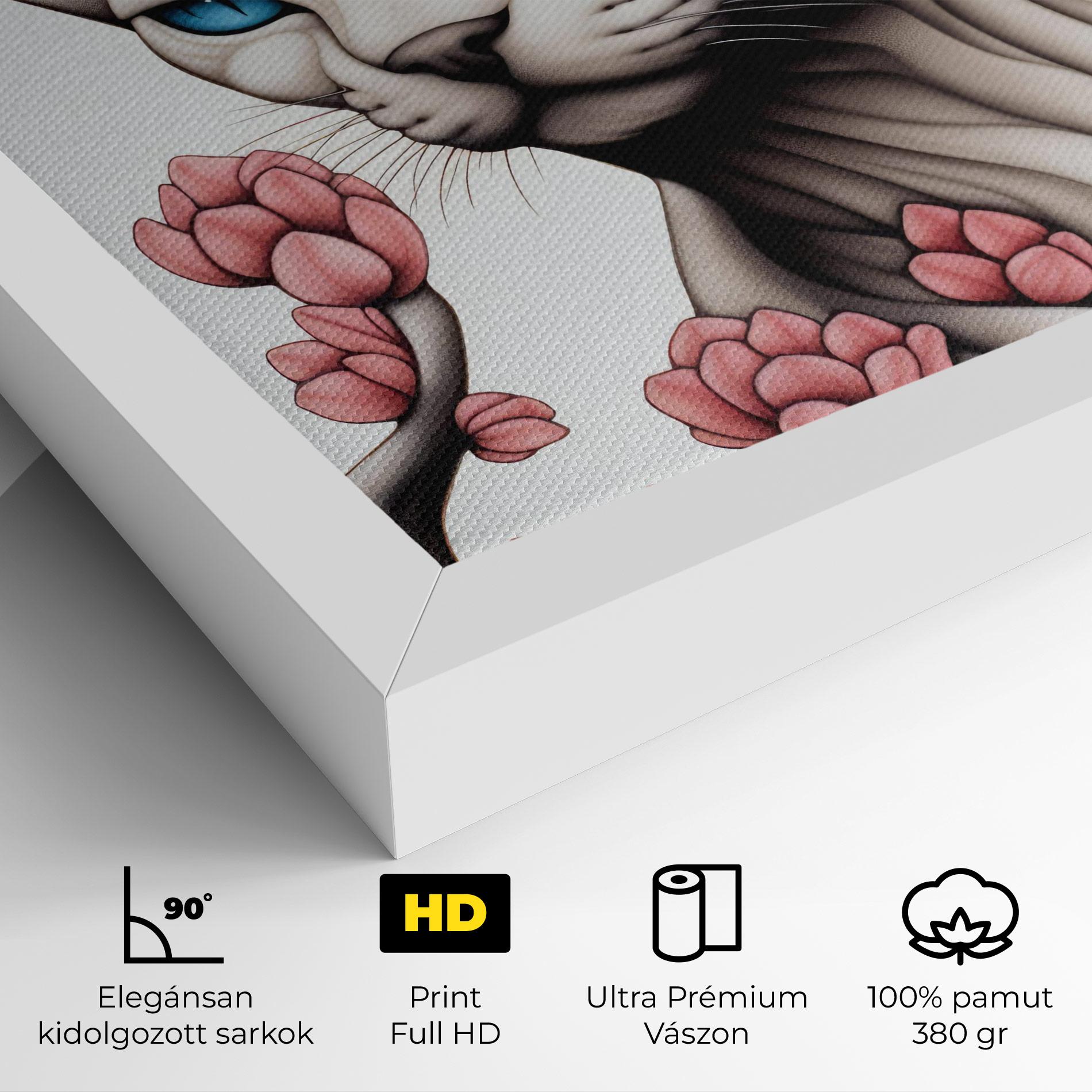 Vászonkép Blue Eyes Cat Drawing mockup 4