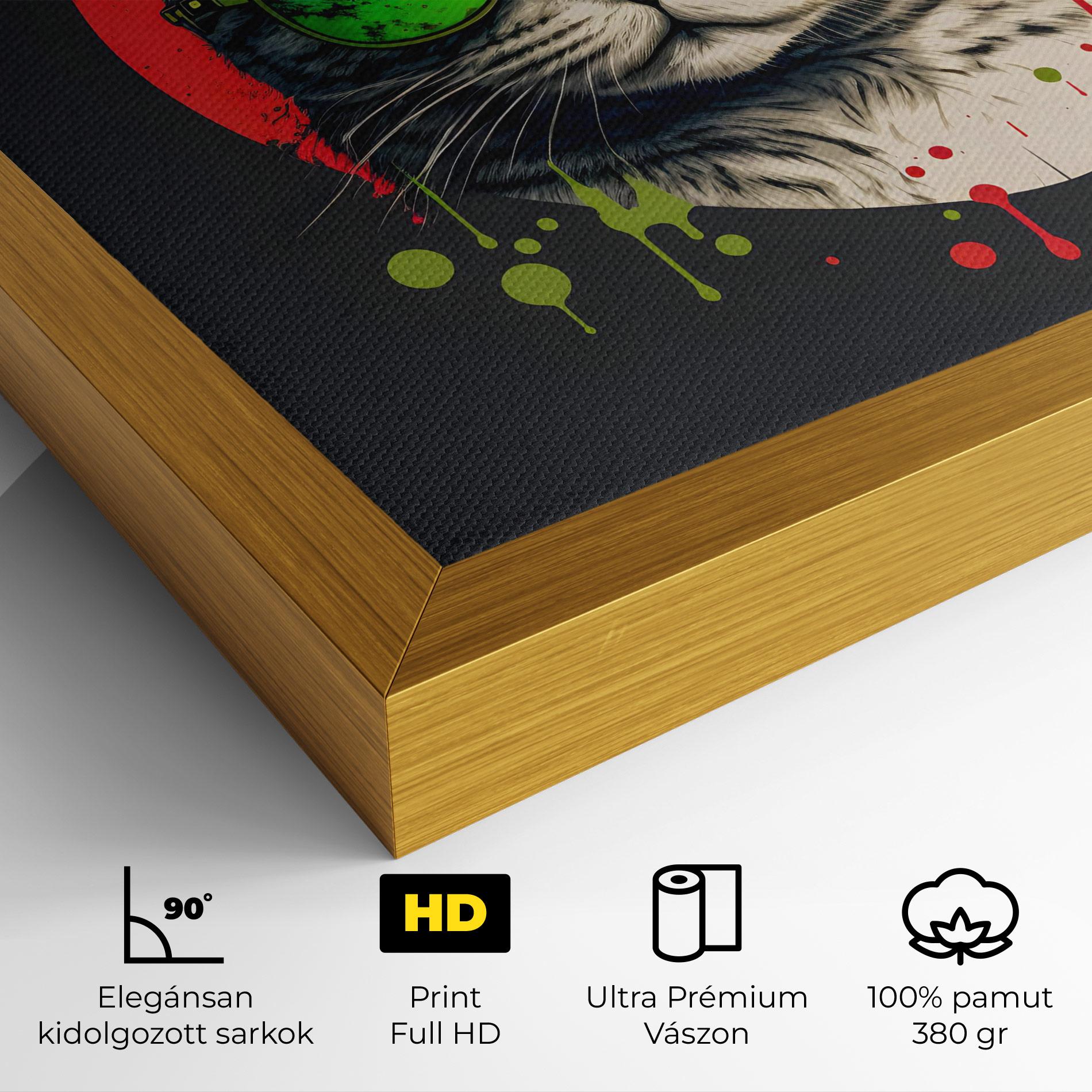Vászonkép Green Red Glasses Cat mockup 4
