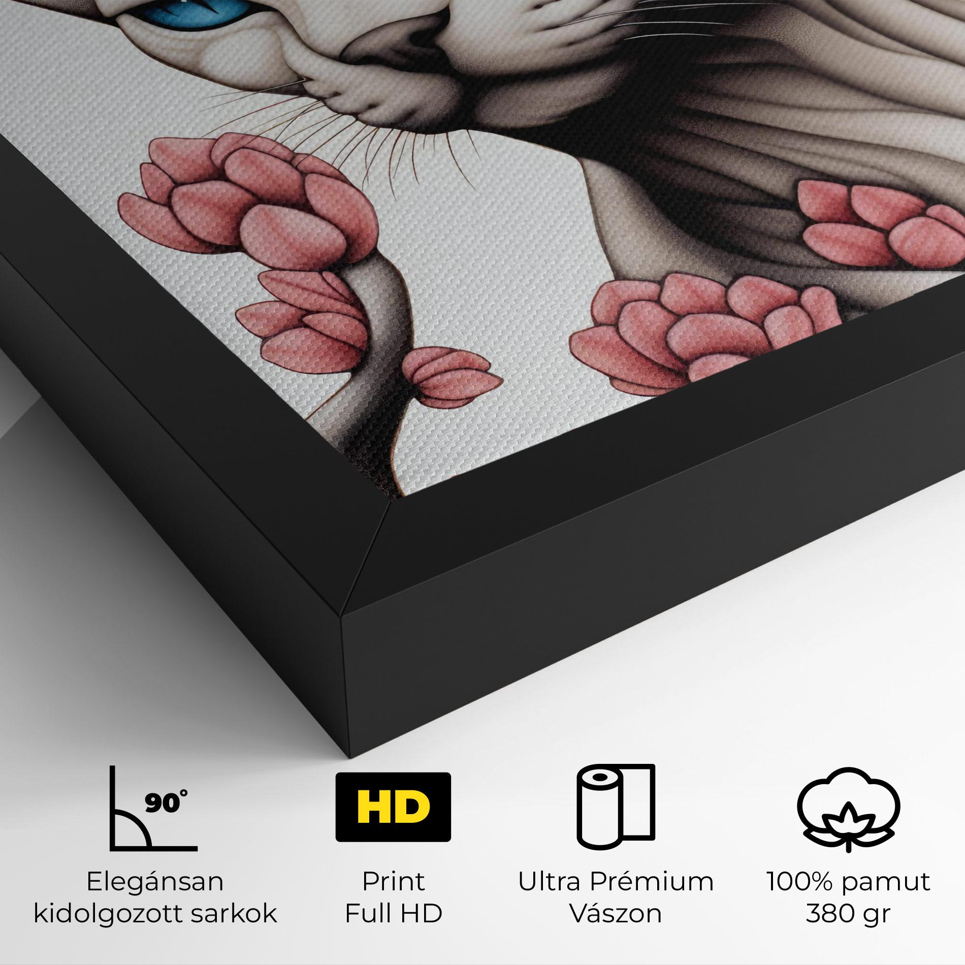 Vászonkép Blue Eyes Cat Drawing mockup 4