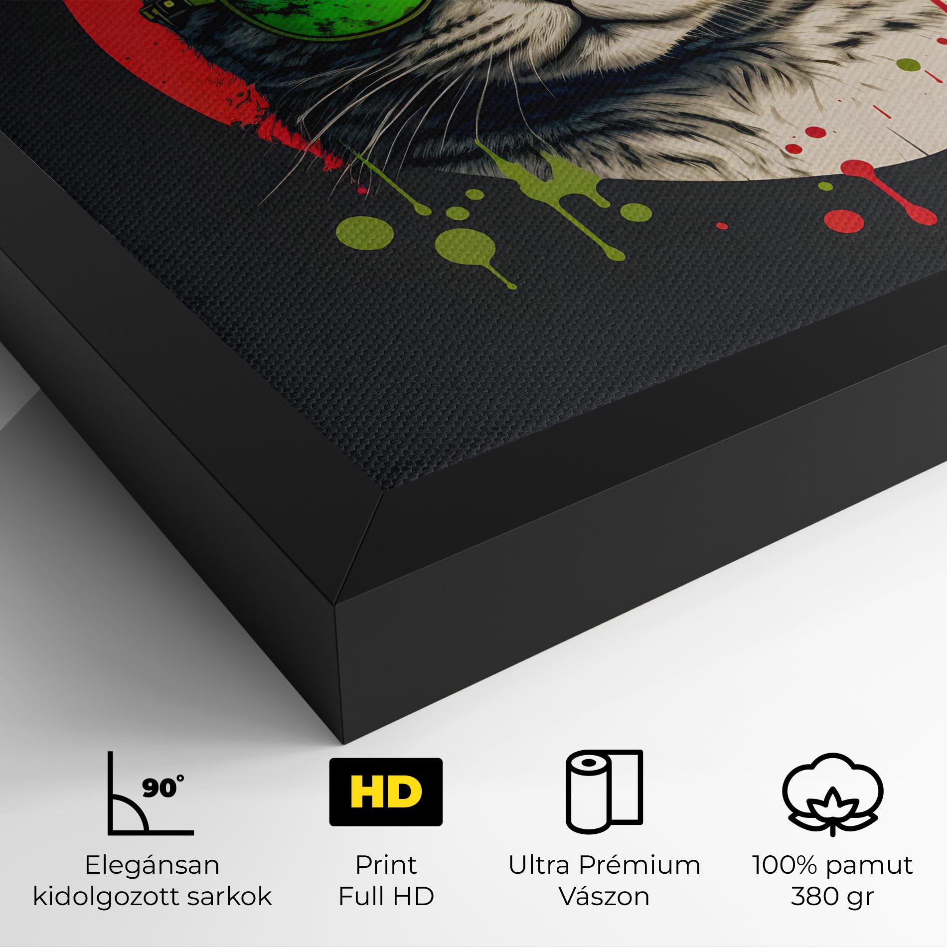 Vászonkép Green Red Glasses Cat mockup 4
