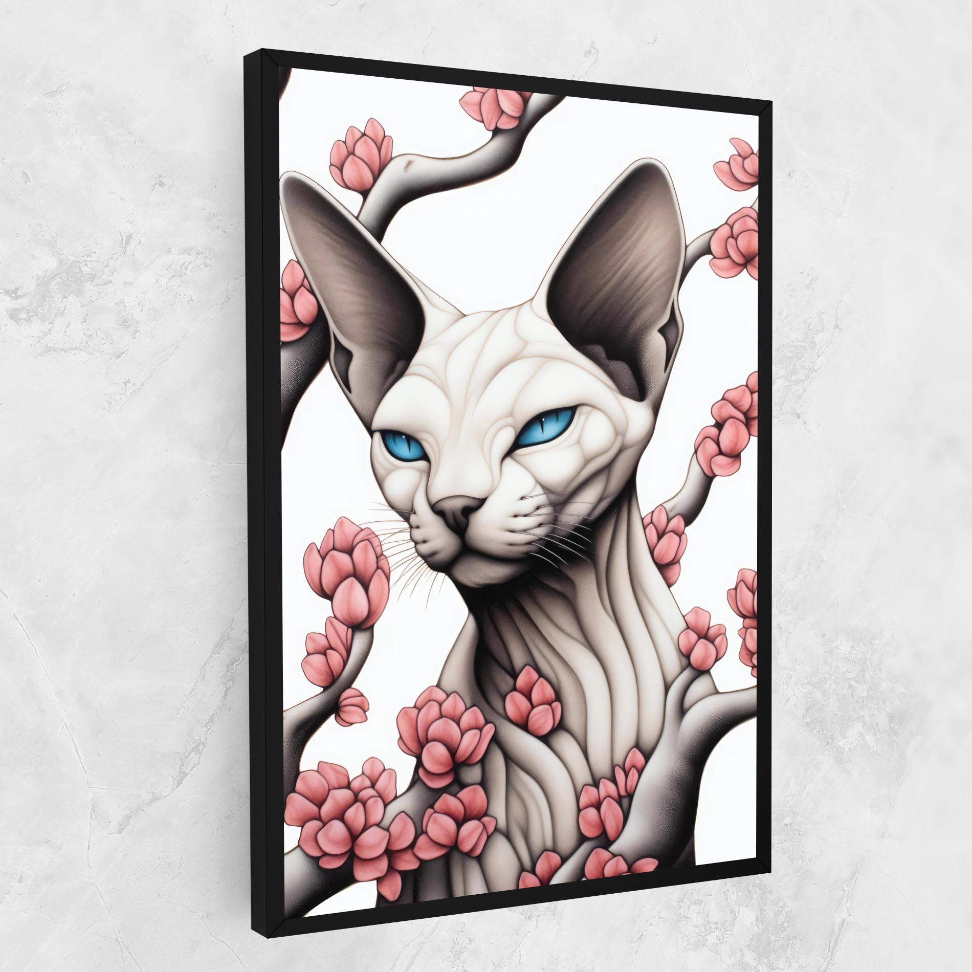 Vászonkép Blue Eyes Cat Drawing mockup 1