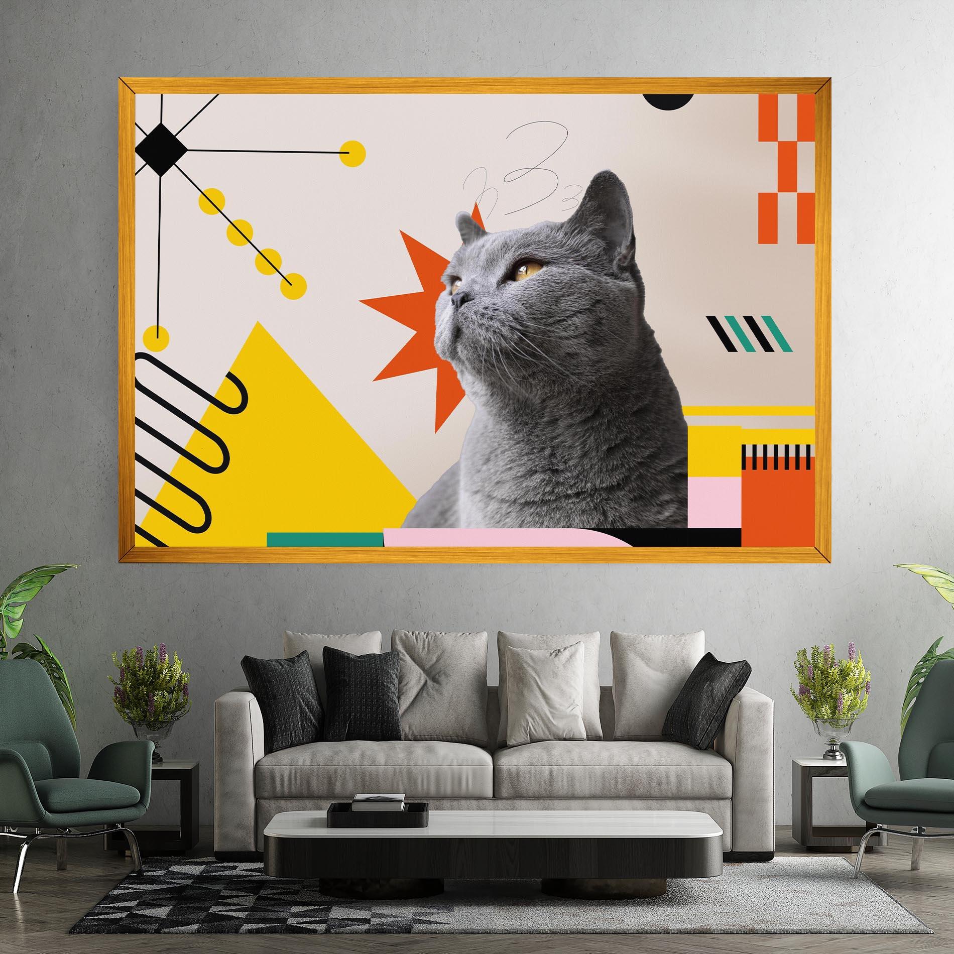 Vászonkép Colorful Graphic Cat mockup 7