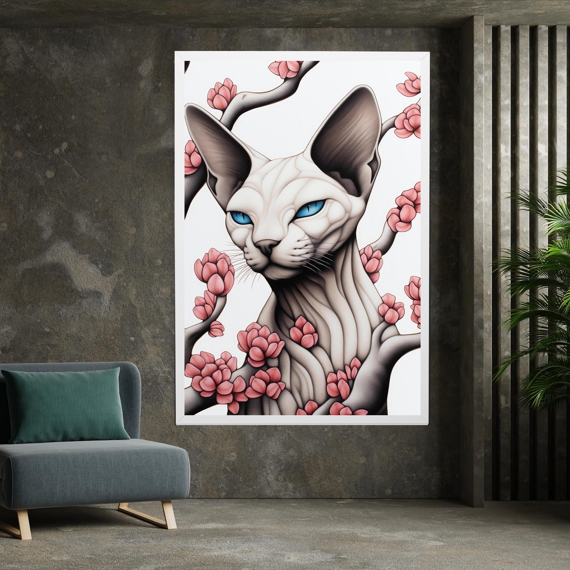 Vászonkép Blue Eyes Cat Drawing mockup 7