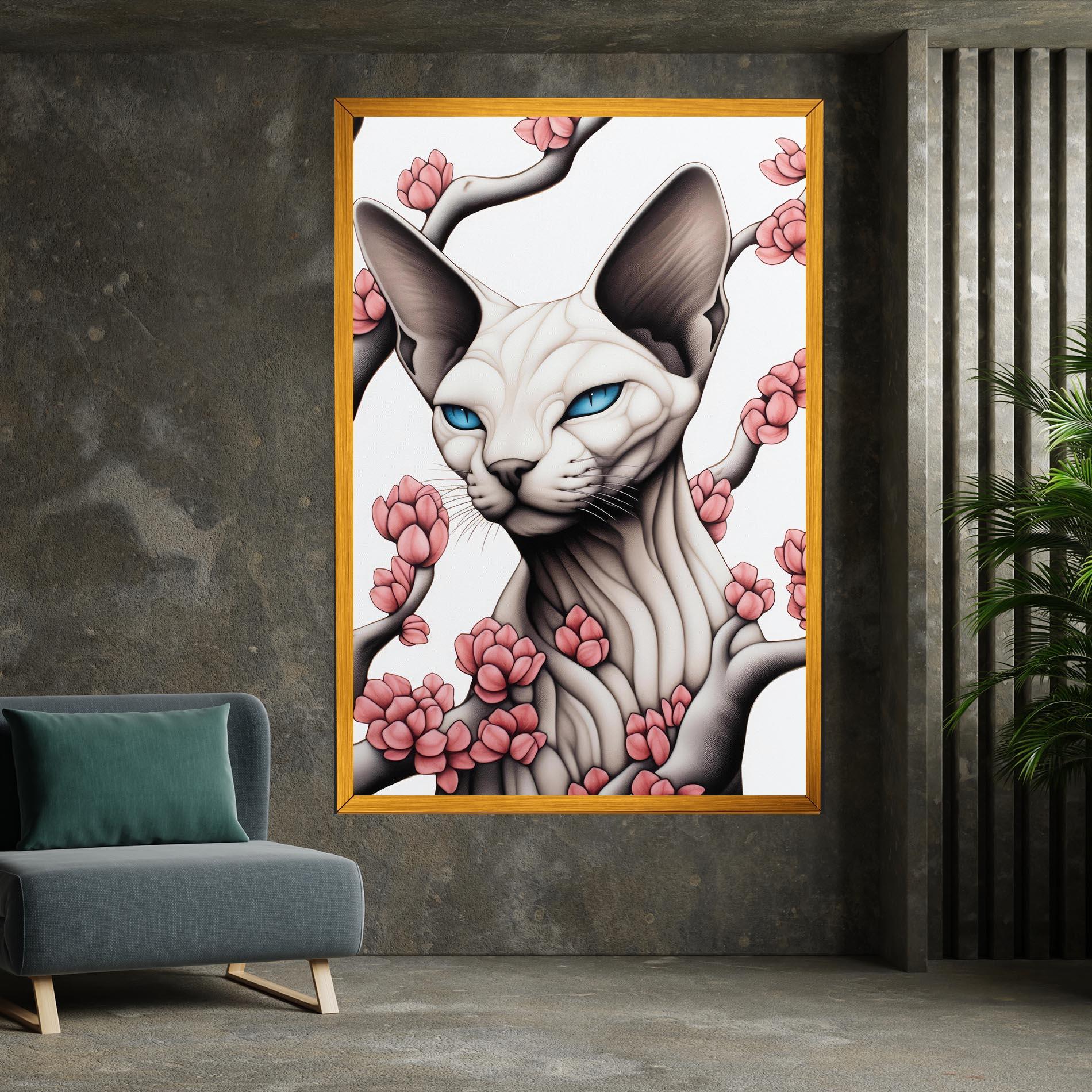 Vászonkép Blue Eyes Cat Drawing mockup 7