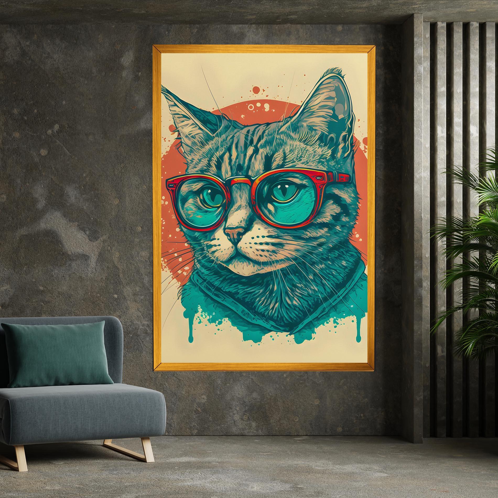 Vászonkép Red Glasses Cat mockup 7