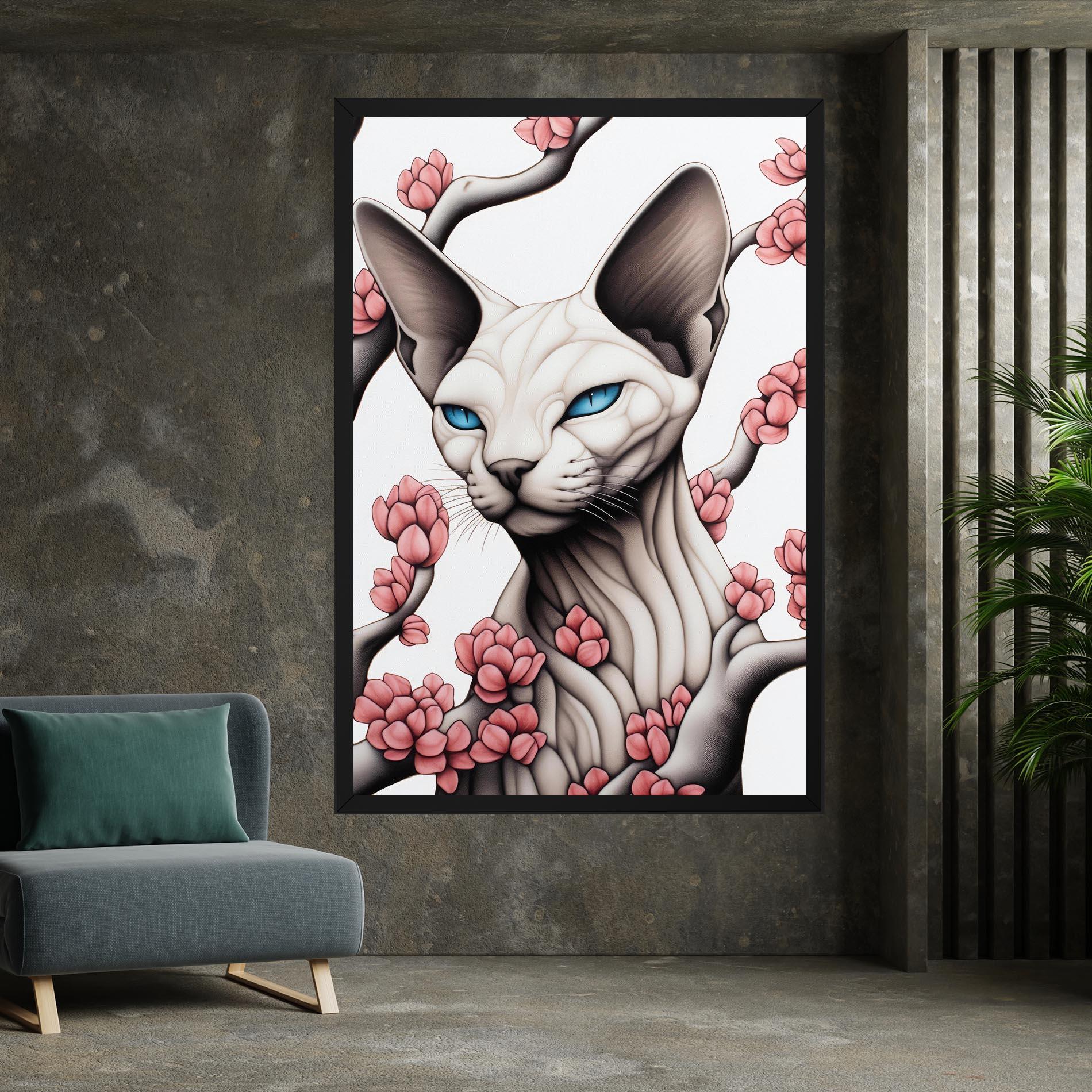 Vászonkép Blue Eyes Cat Drawing mockup 7