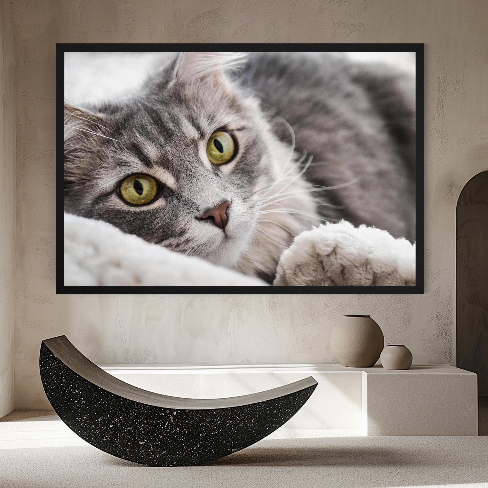 Vászonkép Grey Fluffy Cat mockup 8