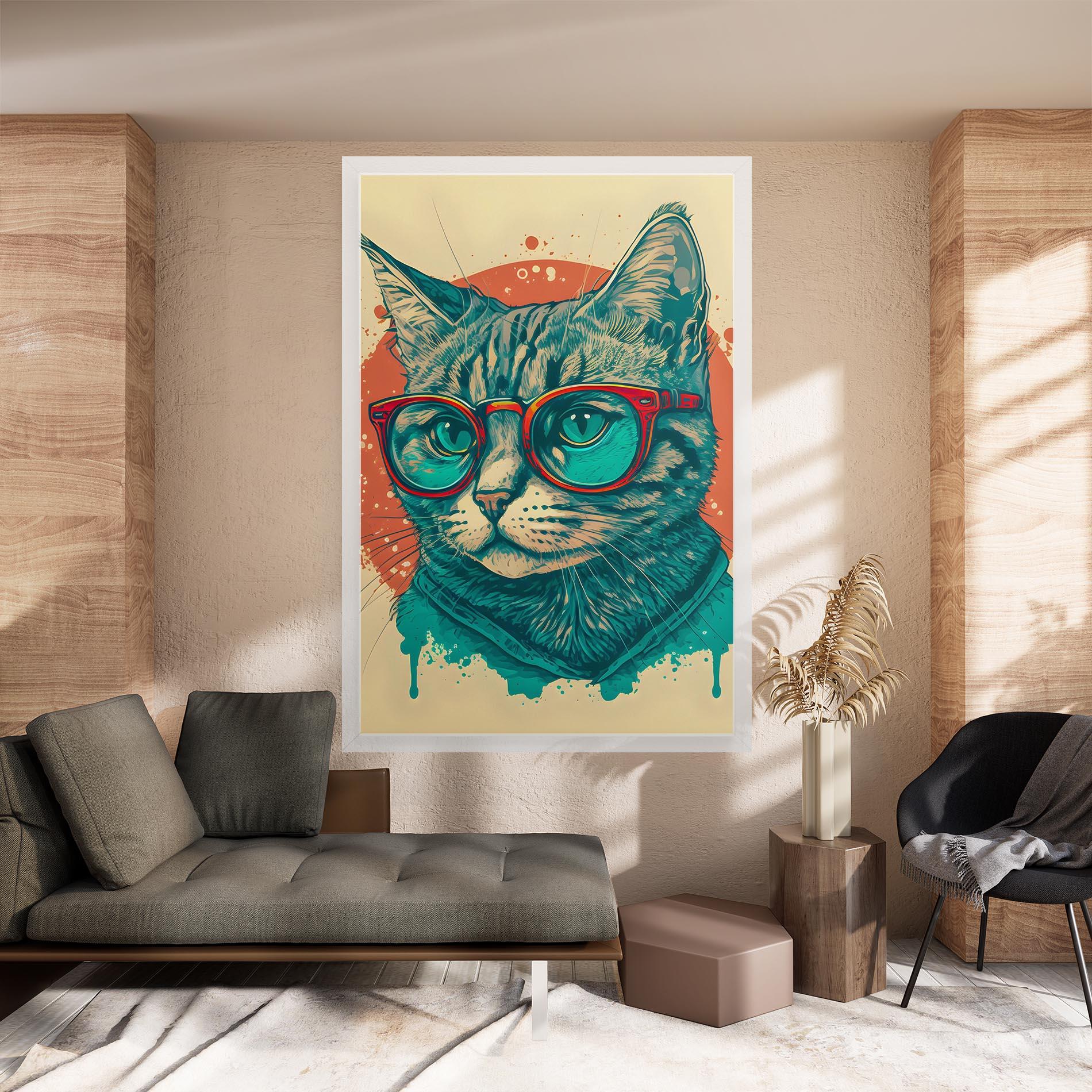 Vászonkép Red Glasses Cat mockup 8