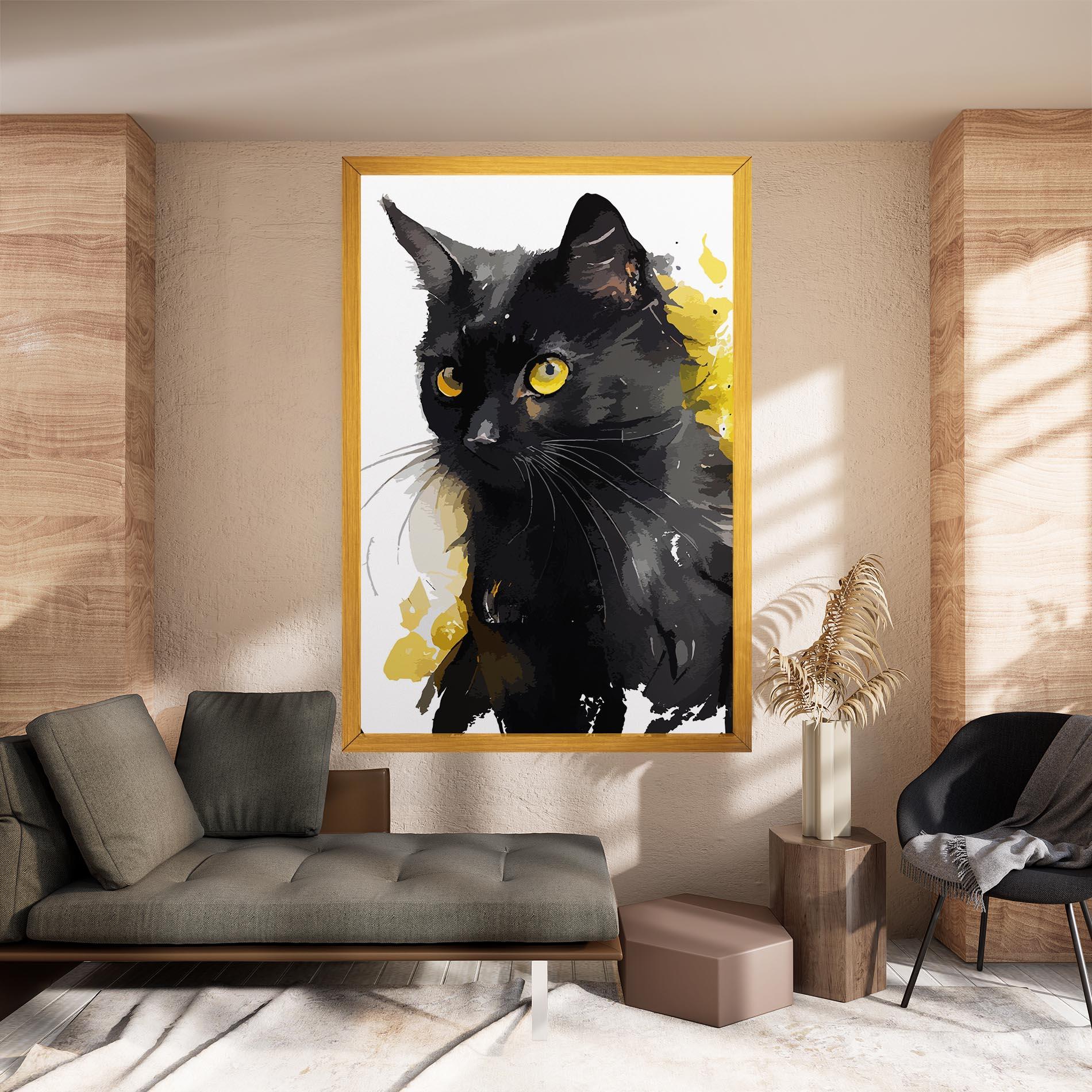 Vászonkép Beautiful Black Cat mockup 8