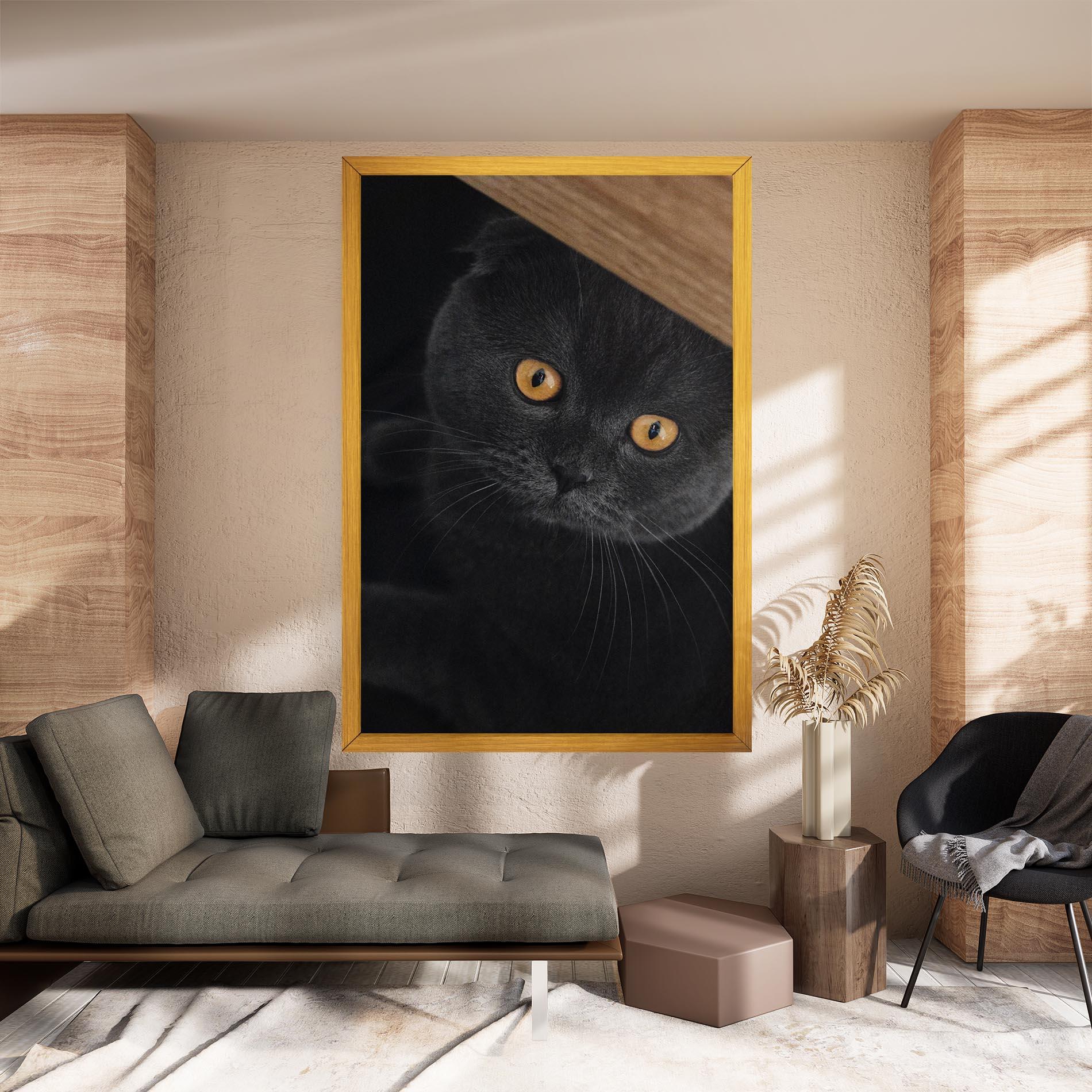 Vászonkép Grey Cat With Orange Eyes mockup 8