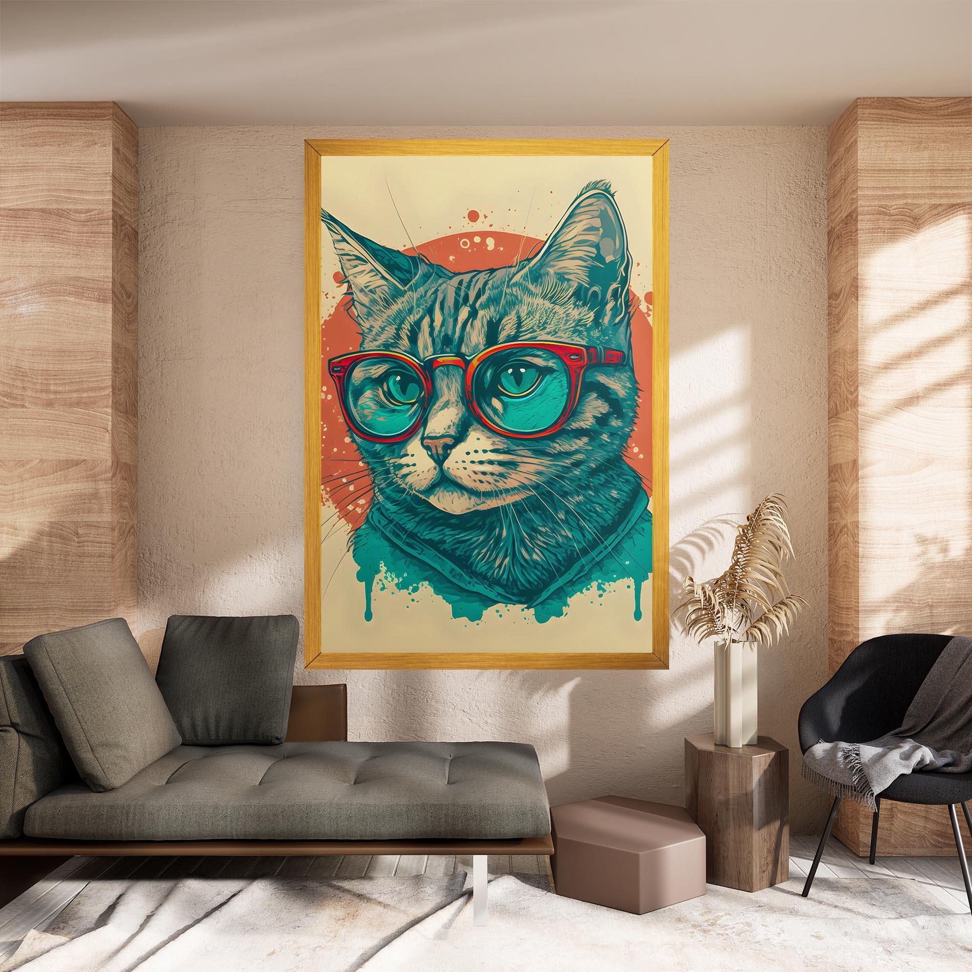 Vászonkép Red Glasses Cat mockup 8