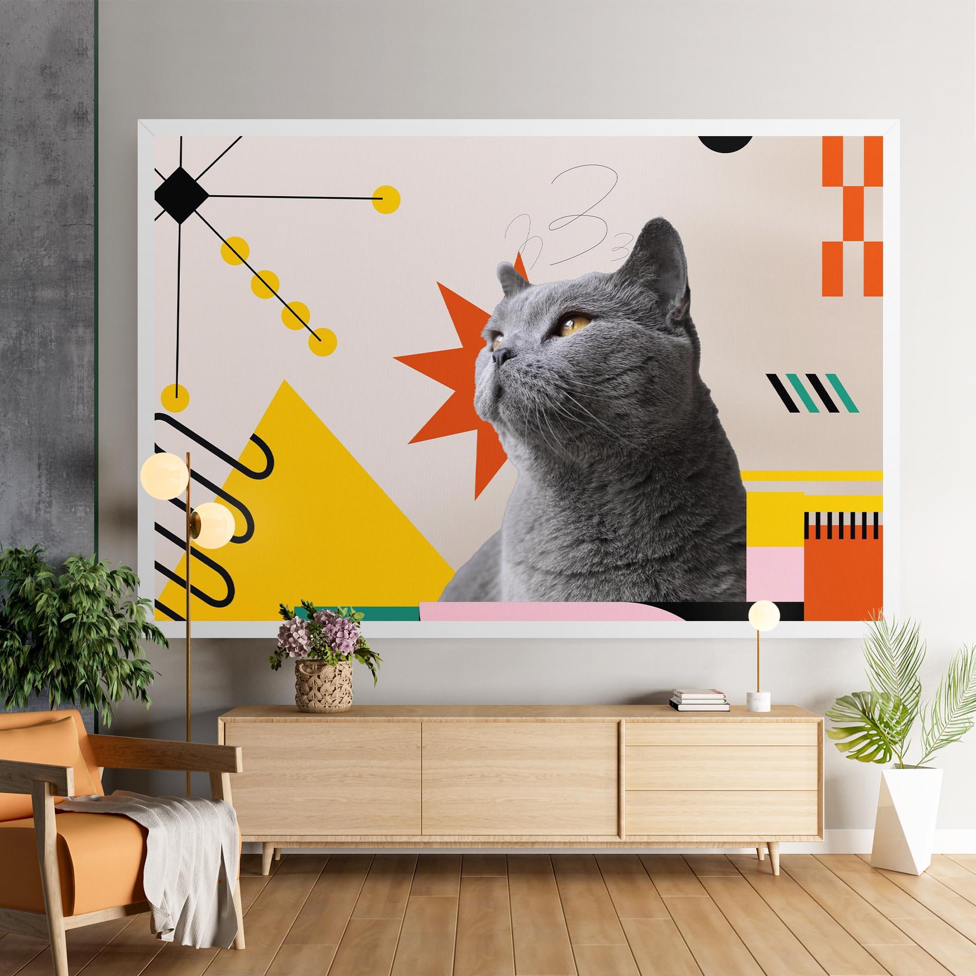 Vászonkép Colorful Graphic Cat mockup 9