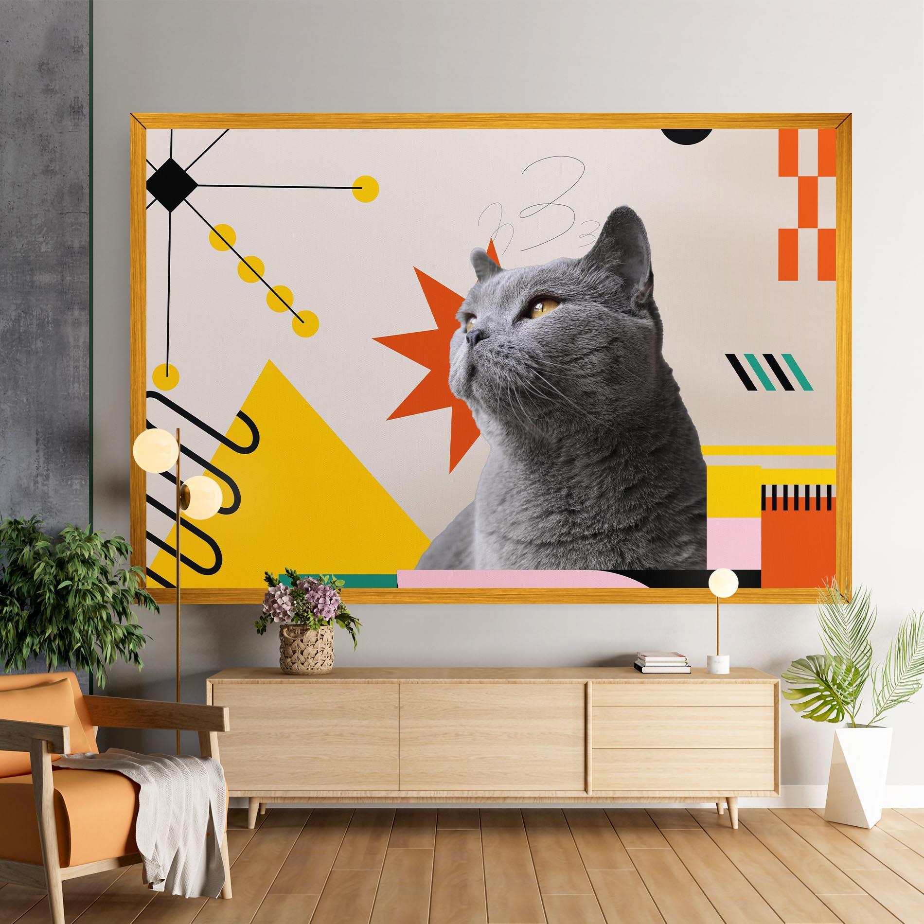 Vászonkép Colorful Graphic Cat mockup 9