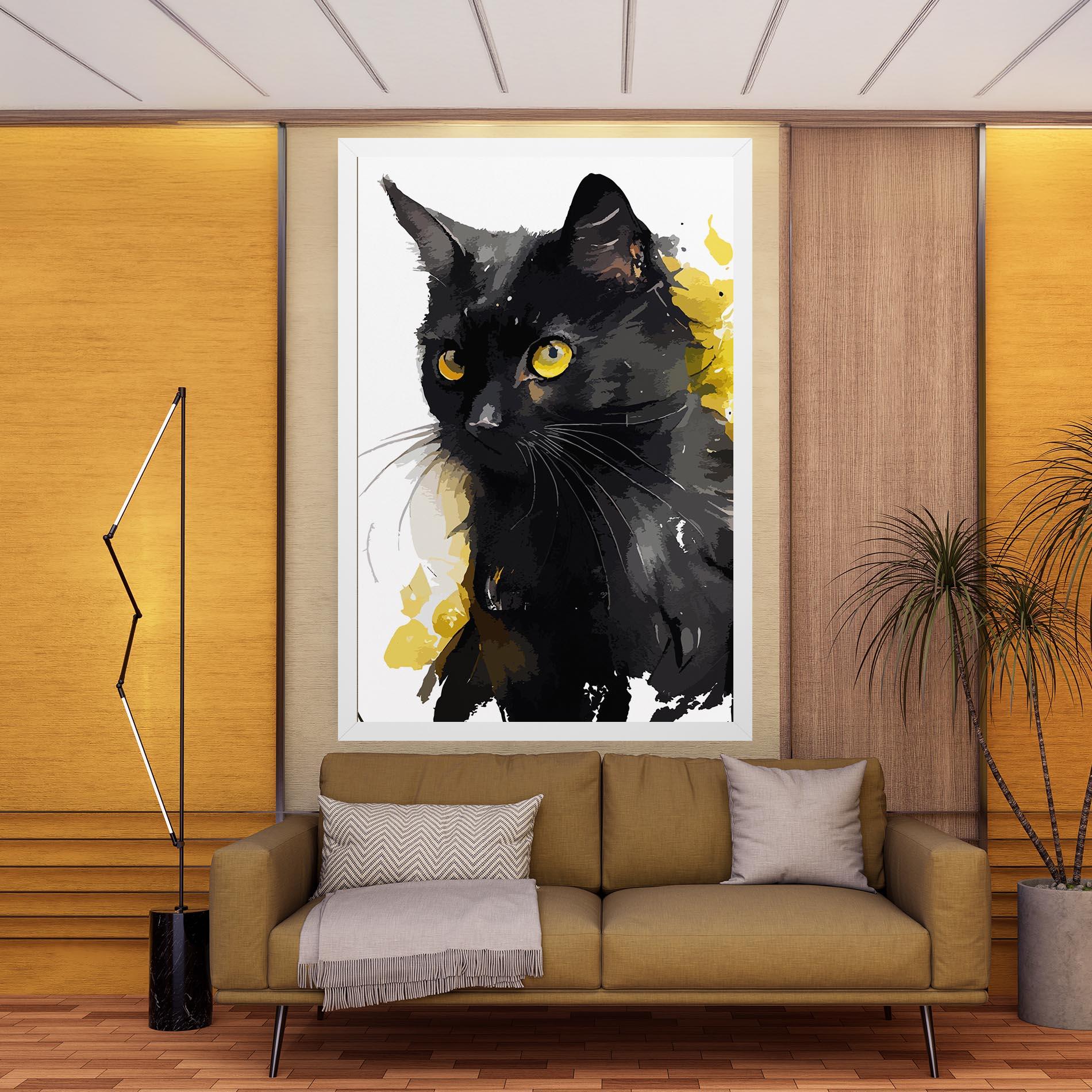 Vászonkép Beautiful Black Cat mockup 9