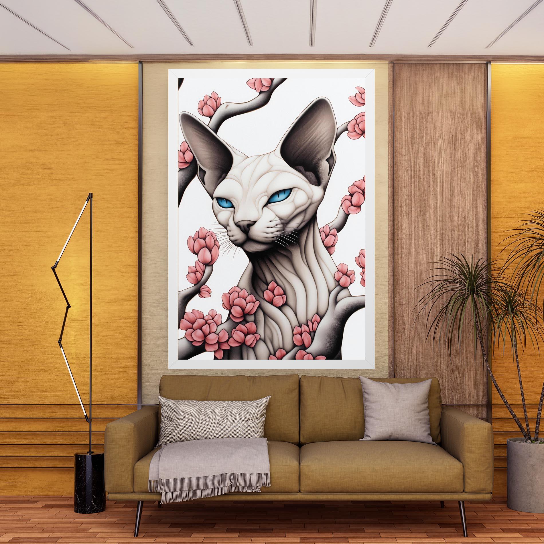Vászonkép Blue Eyes Cat Drawing mockup 9