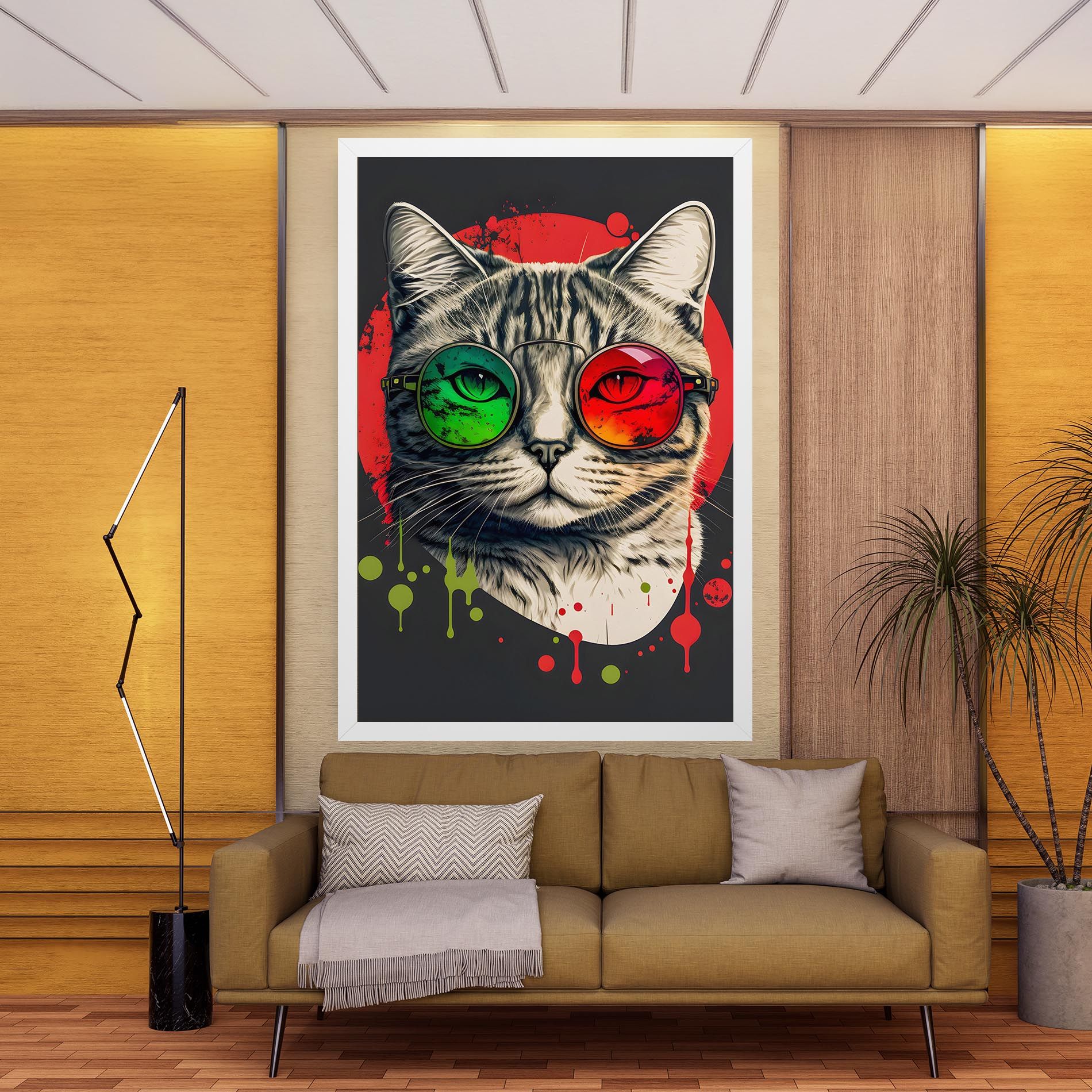Green Red Glasses Cat mockup 9