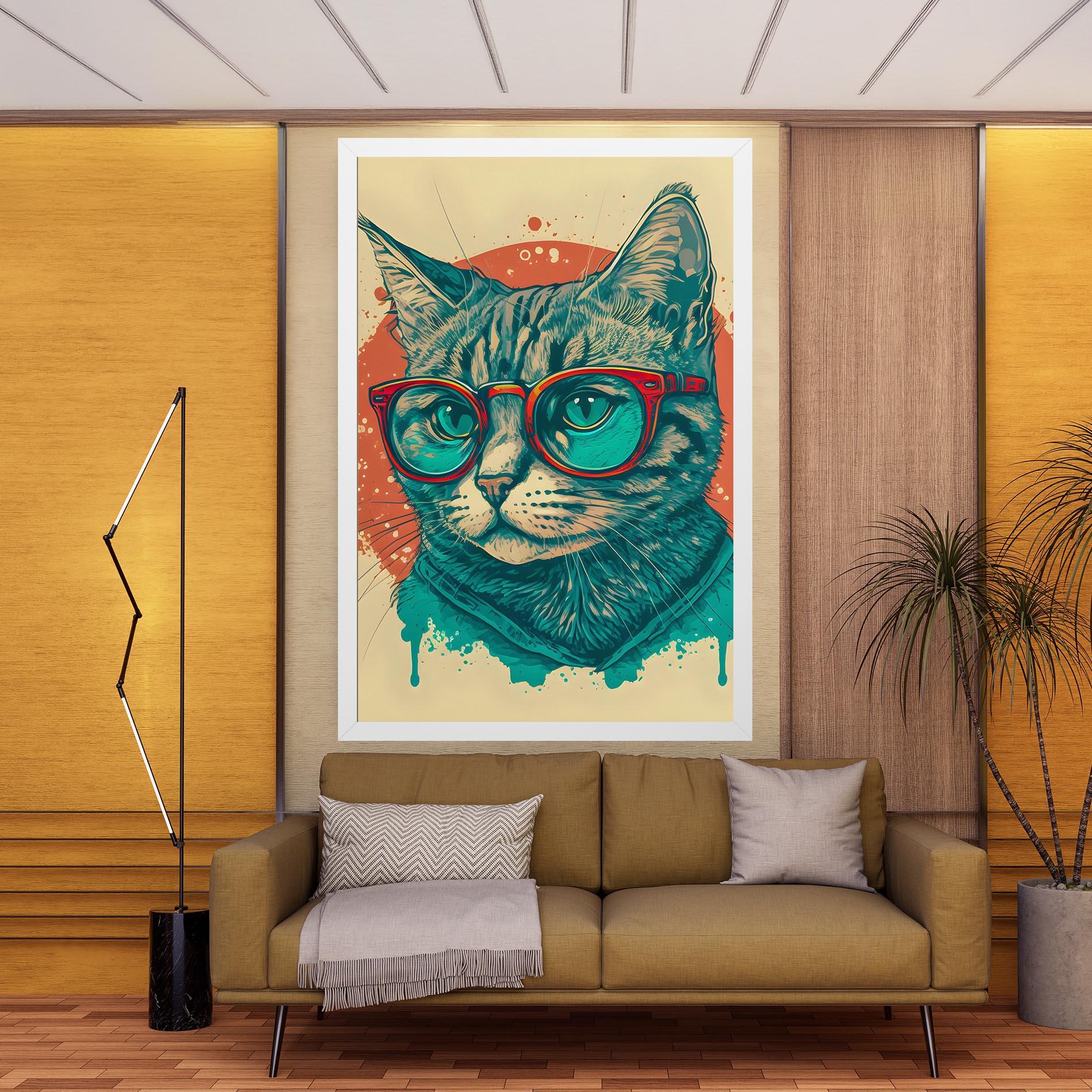 Vászonkép Red Glasses Cat mockup 9