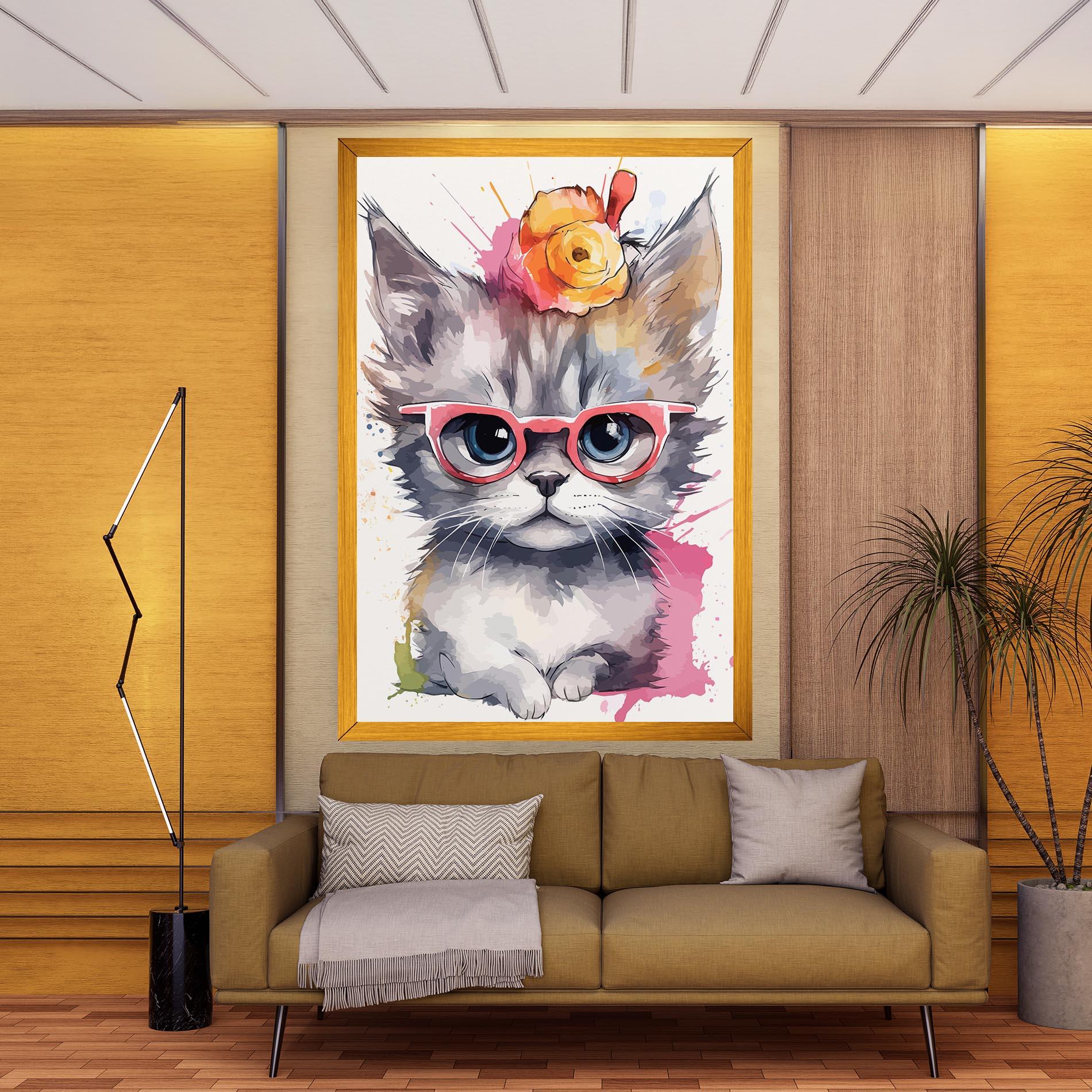 Vászonkép Adorable Grey Cat mockup 9